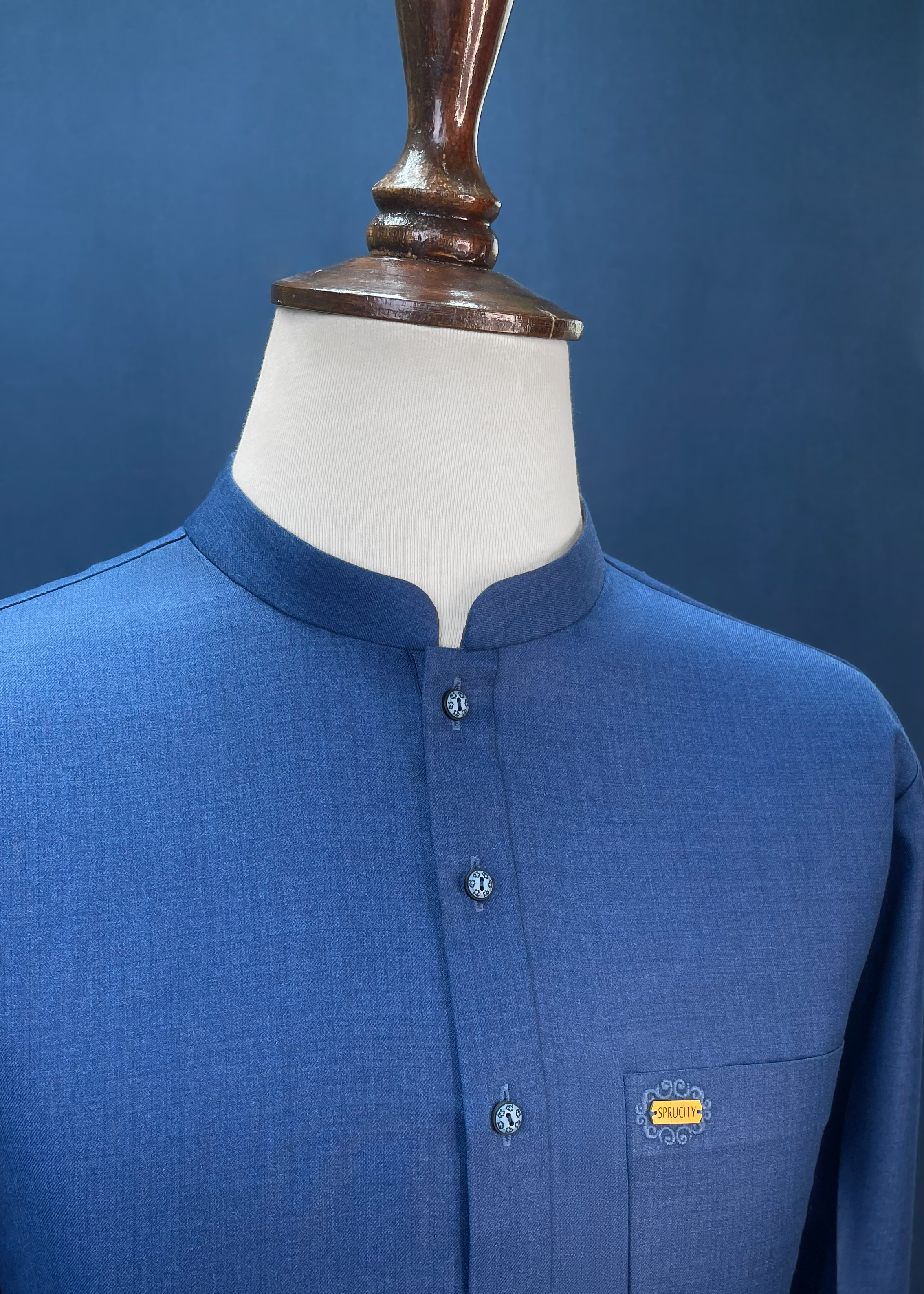 Royal Blue Three-Piece Shalwar Kameez Suit In Imported Suiting Fabric (Winter Collection)