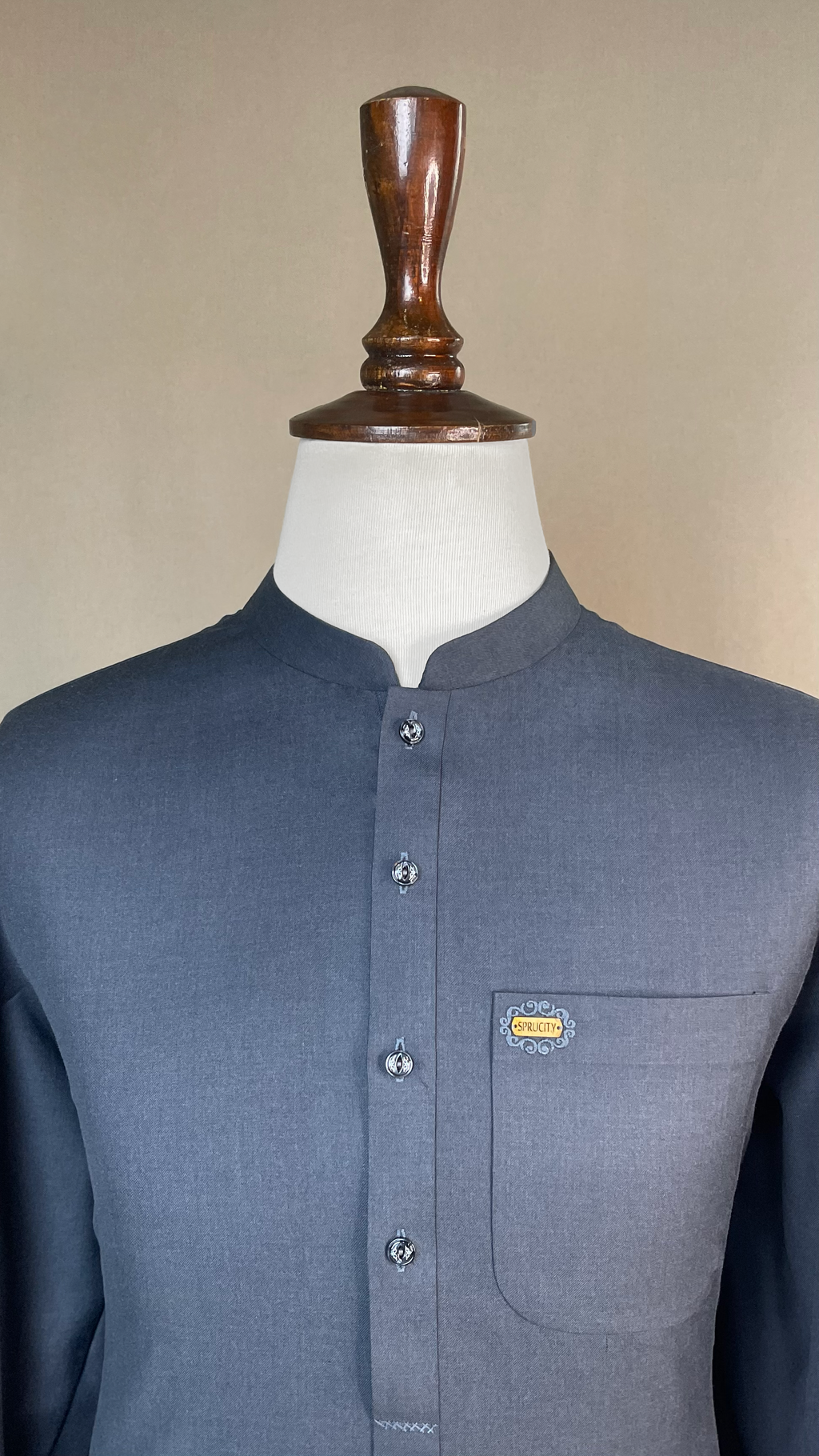 Slate Blue Shalwar Kameez In Imported Suiting Fabric (Winter Collection)