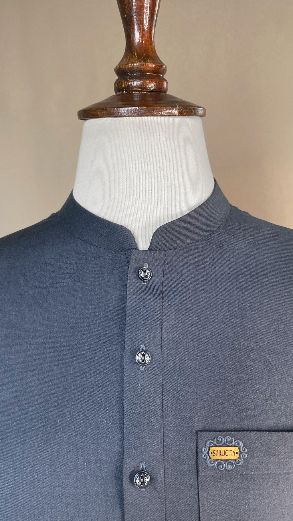 Slate Blue Shalwar Kameez In Imported Suiting Fabric (Winter Collection)