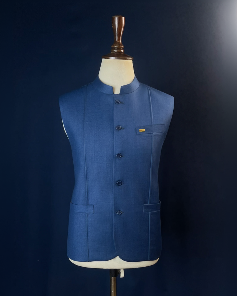 Midnight Blue Waistcoat In Imported Suiting Fabric (Winter Collection)