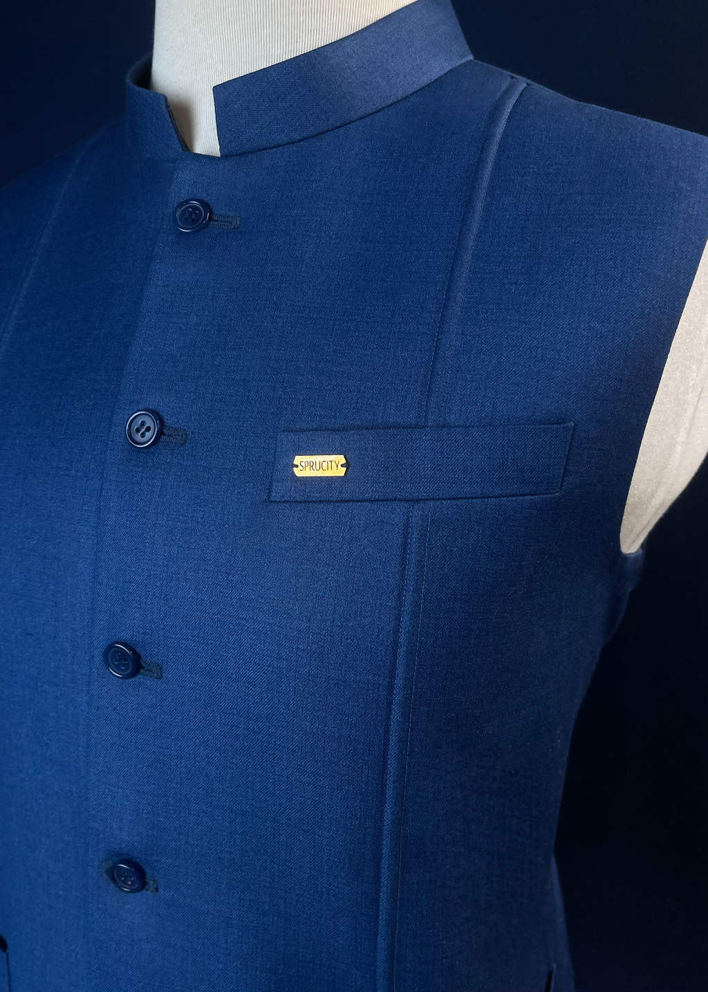 Midnight Blue Waistcoat In Imported Suiting Fabric (Winter Collection)