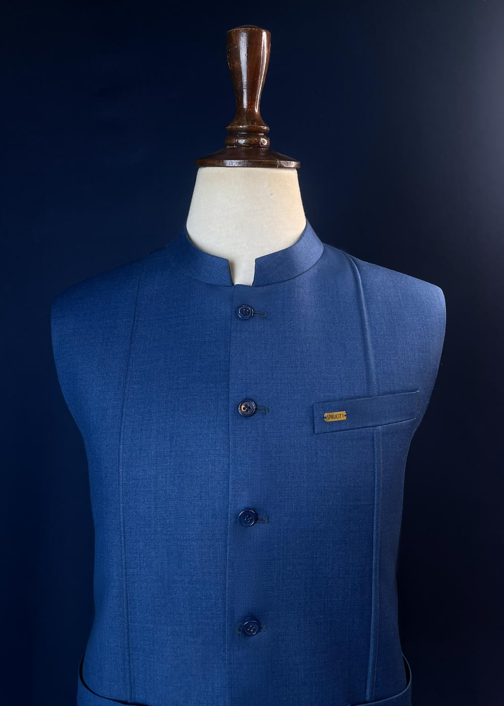 Midnight Blue Waistcoat In Imported Suiting Fabric (Winter Collection)