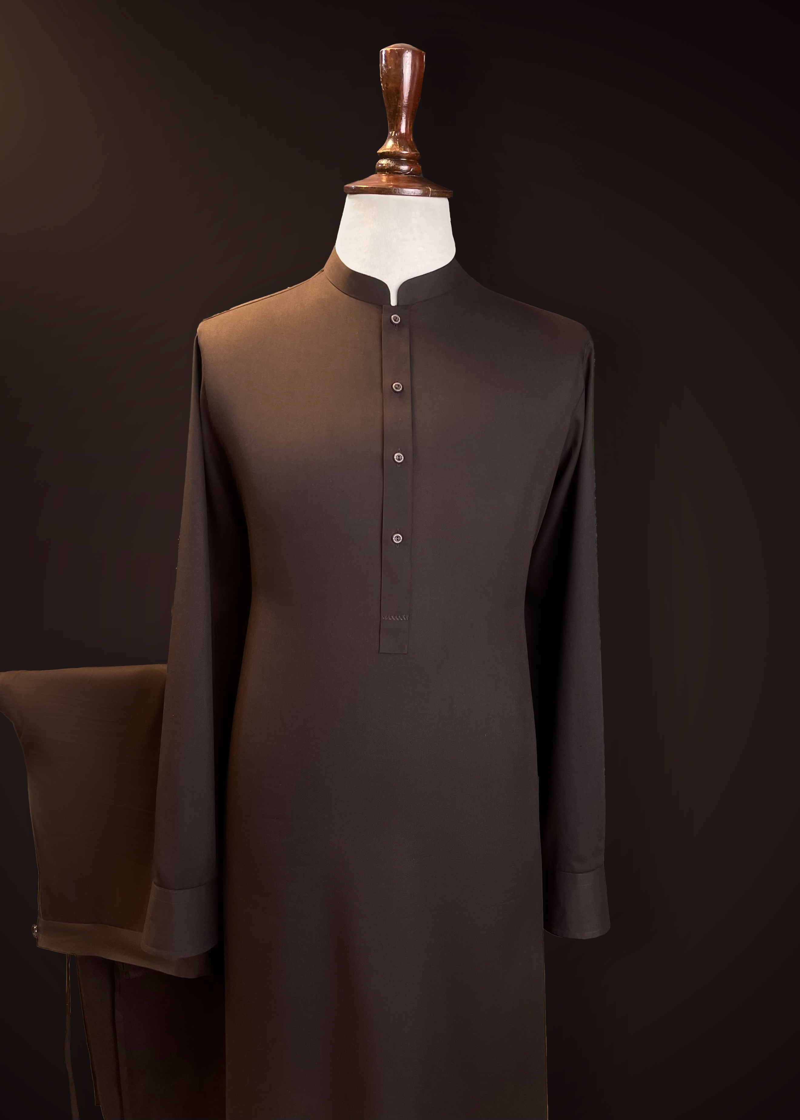 Classic Brown Shalwar kameez With Matching Waistcoat In Premium Wash & Wear Fabric