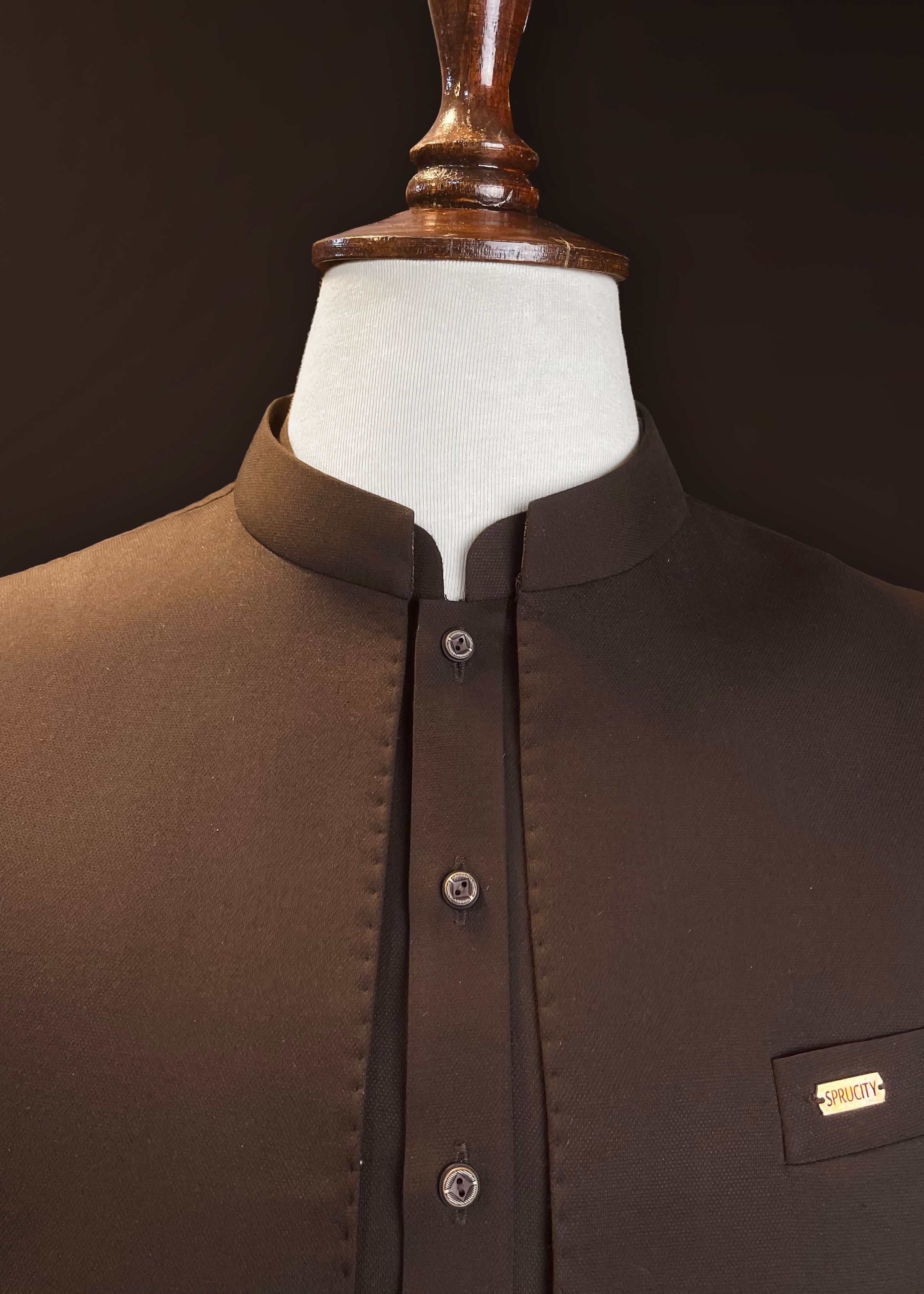 Classic Brown Shalwar kameez With Matching Waistcoat In Premium Wash & Wear Fabric