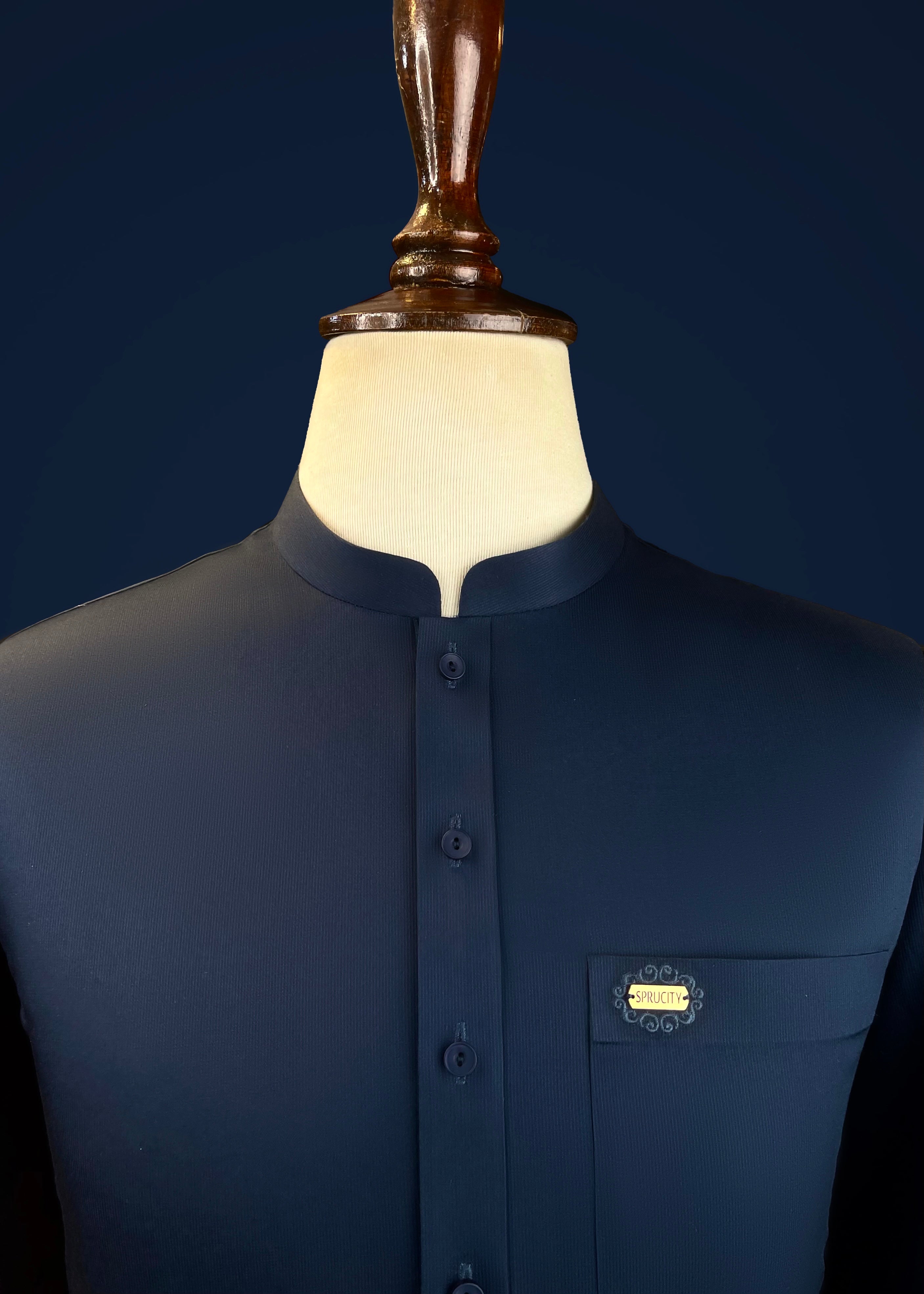 Navy Blue Shalwar Kameez In Imported Italian Cotton