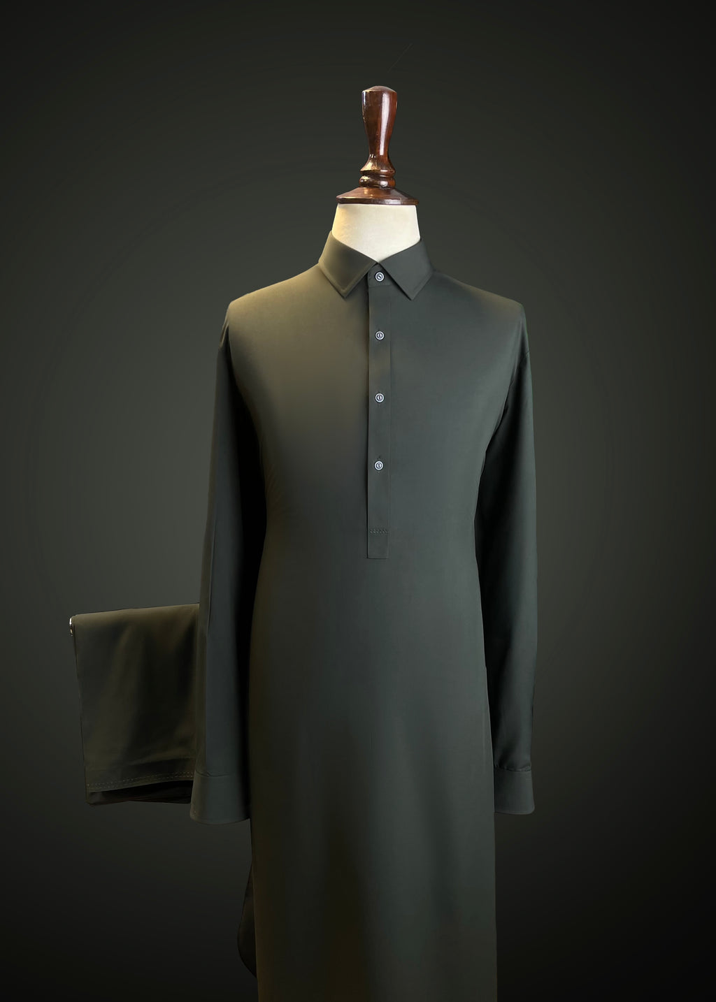 Deep Olive Premium Wash & Wear Shalwar kameez