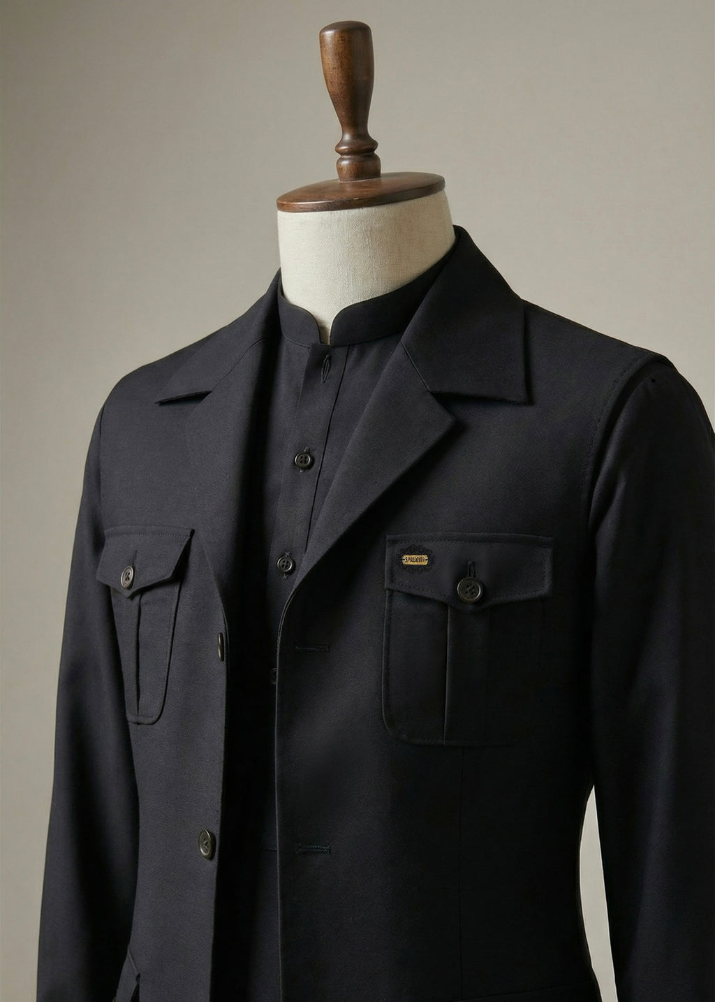 Midnight Black Shalwar Kameez With Matching Premium Utility Waistcoat