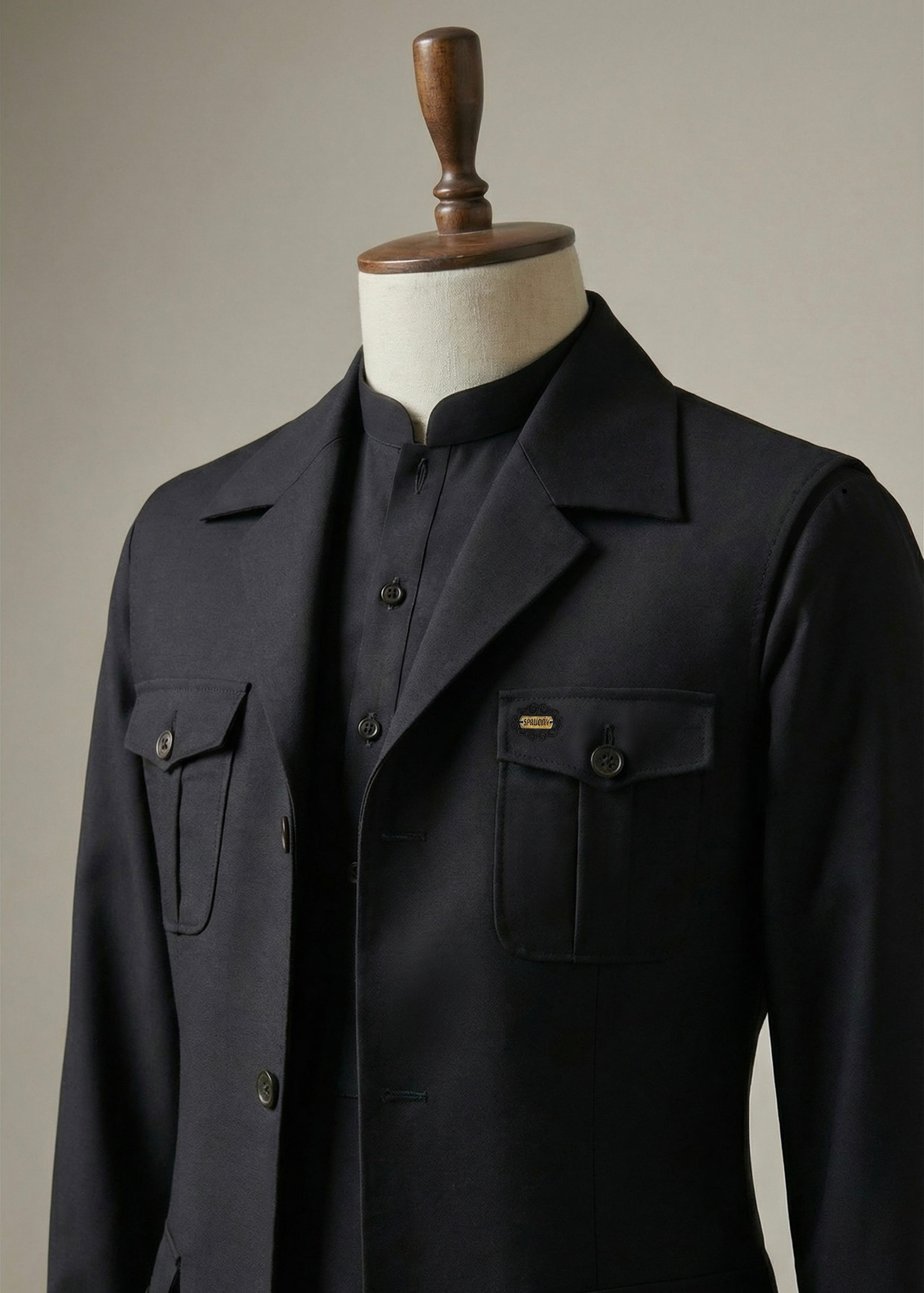 Midnight Black Shalwar Kameez With Matching Premium Utility Waistcoat