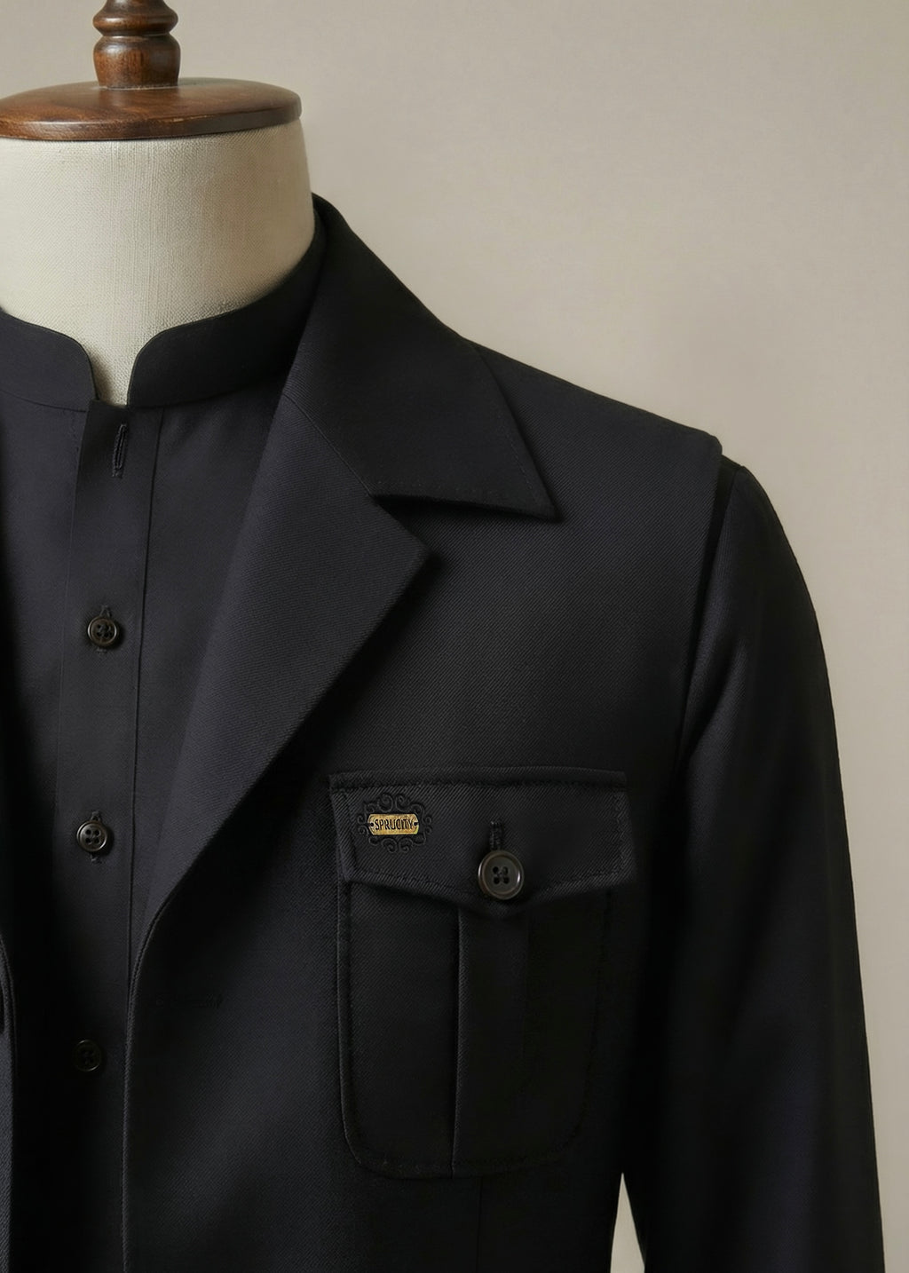 Midnight Black Shalwar Kameez With Matching Premium Utility Waistcoat