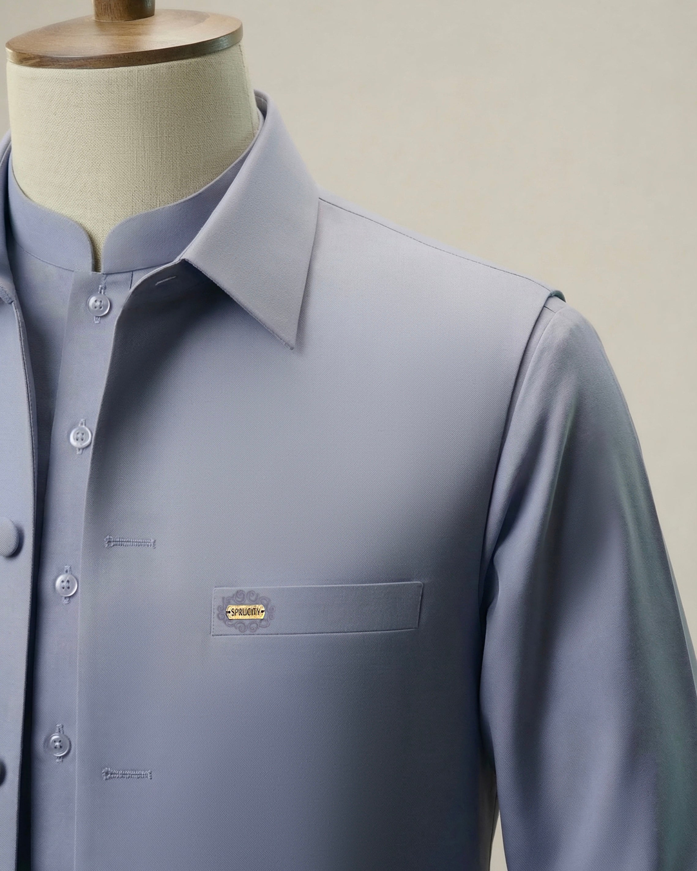 Glacier Grey Shalwar Kameez with Matching Structured Waistcoat