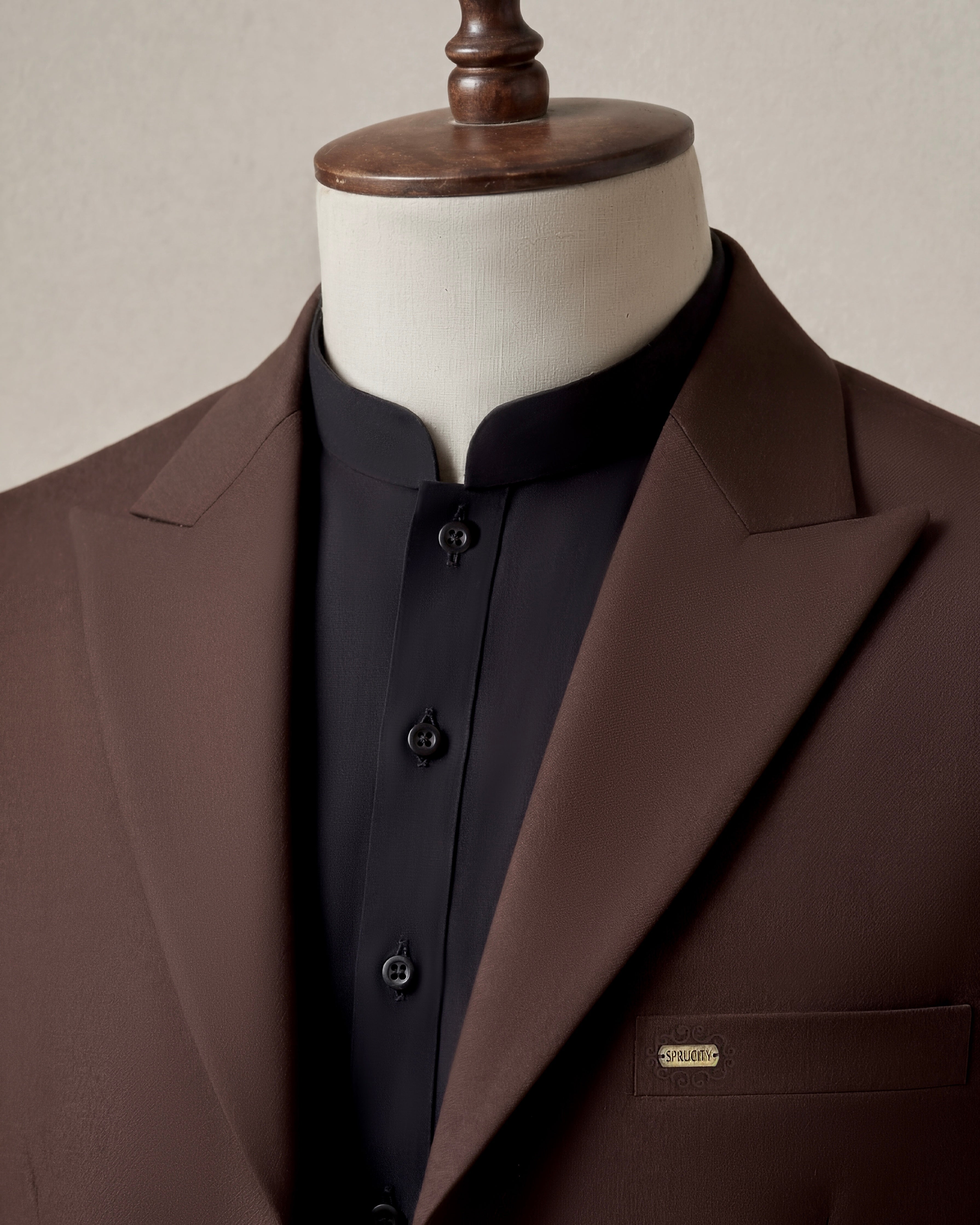 Onyx Black Shalwar Kameez With Mocha Brown Waistcoat