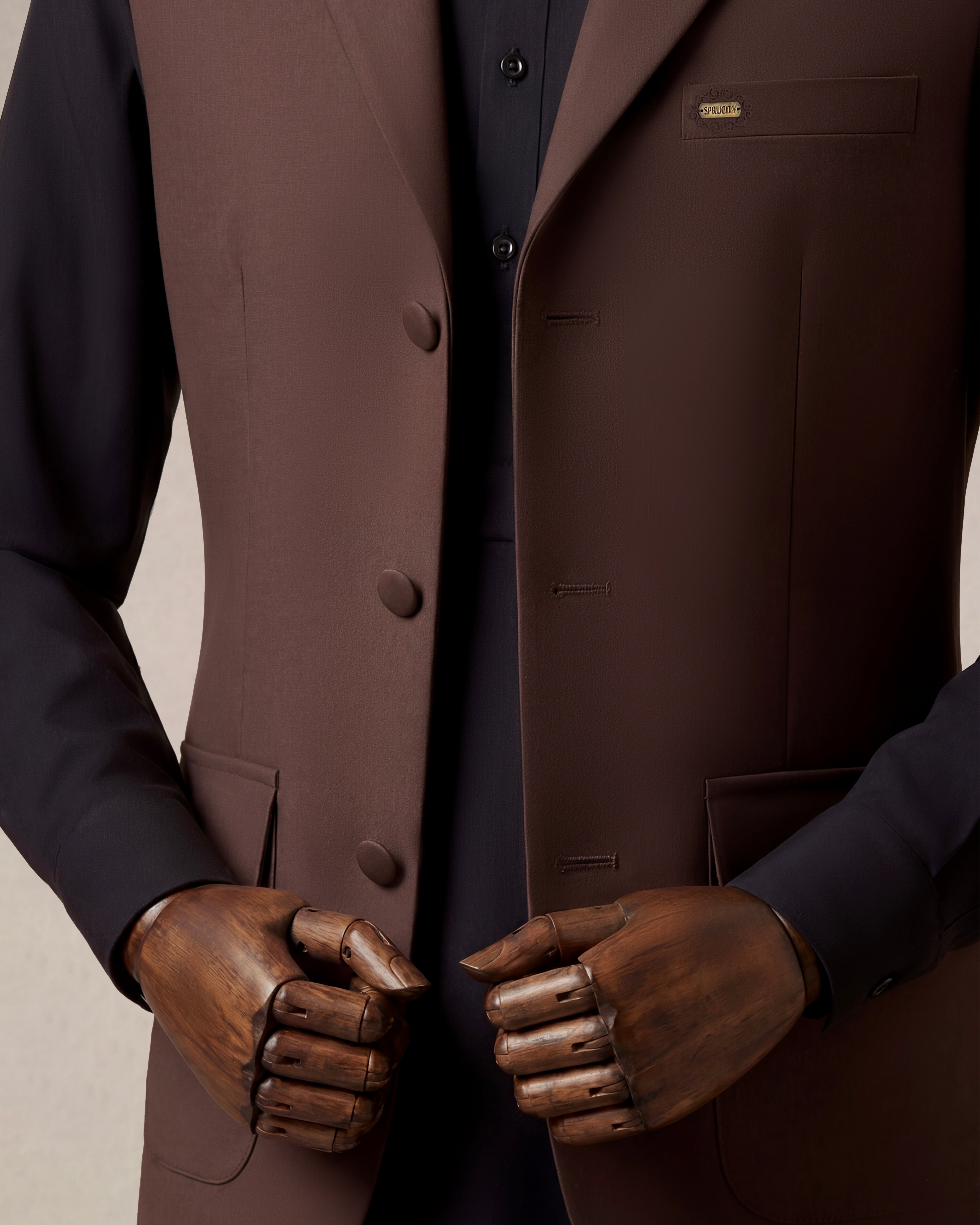 Onyx Black Shalwar Kameez With Mocha Brown Waistcoat