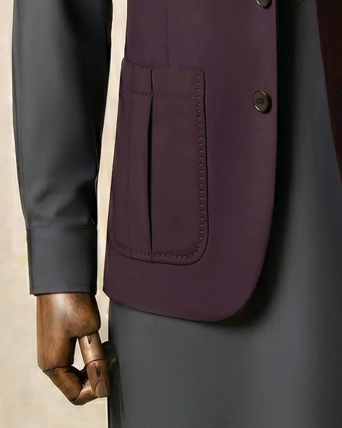 Muted Charcoal with Plum Shawl Lapel Waistcoat
