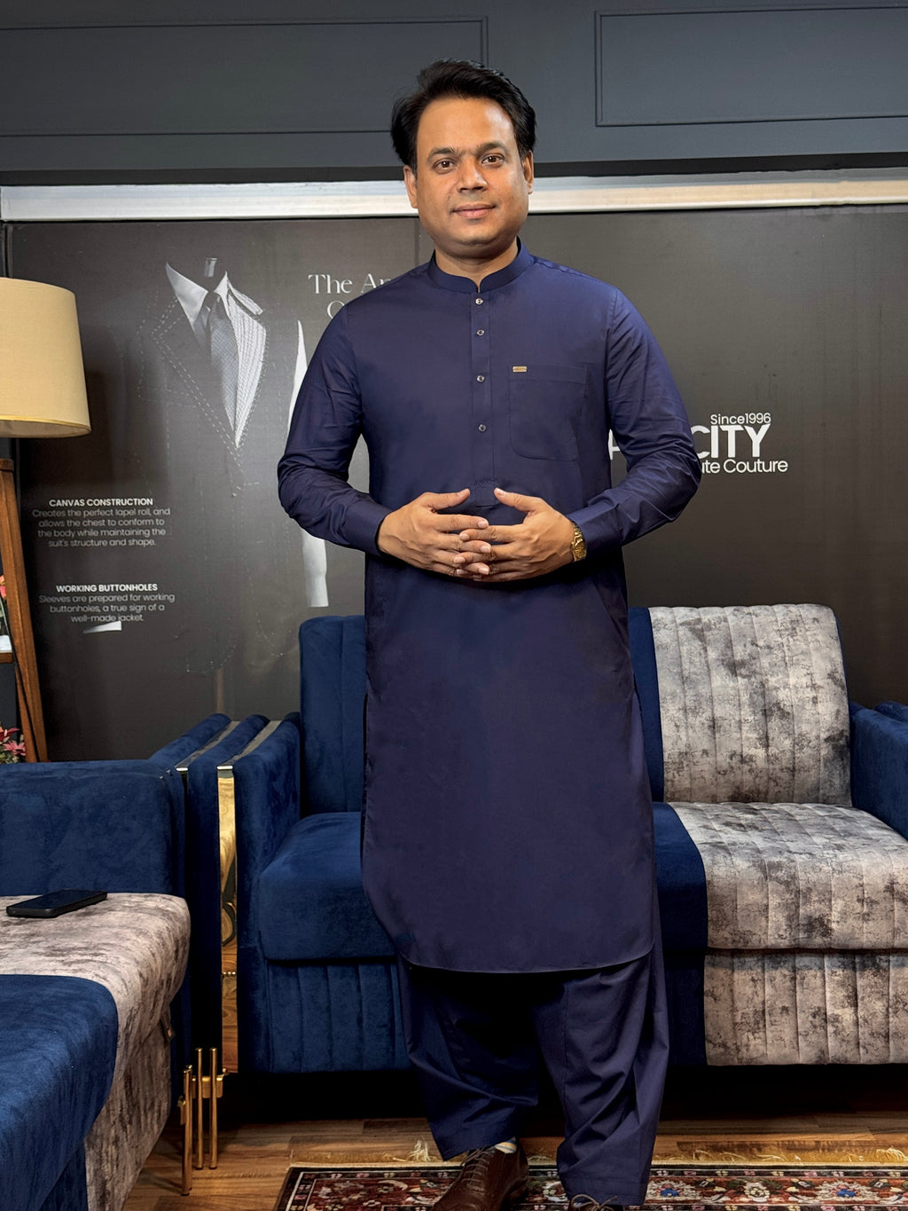 Classic Navy Blue Shalwar Kameez - Sprucity