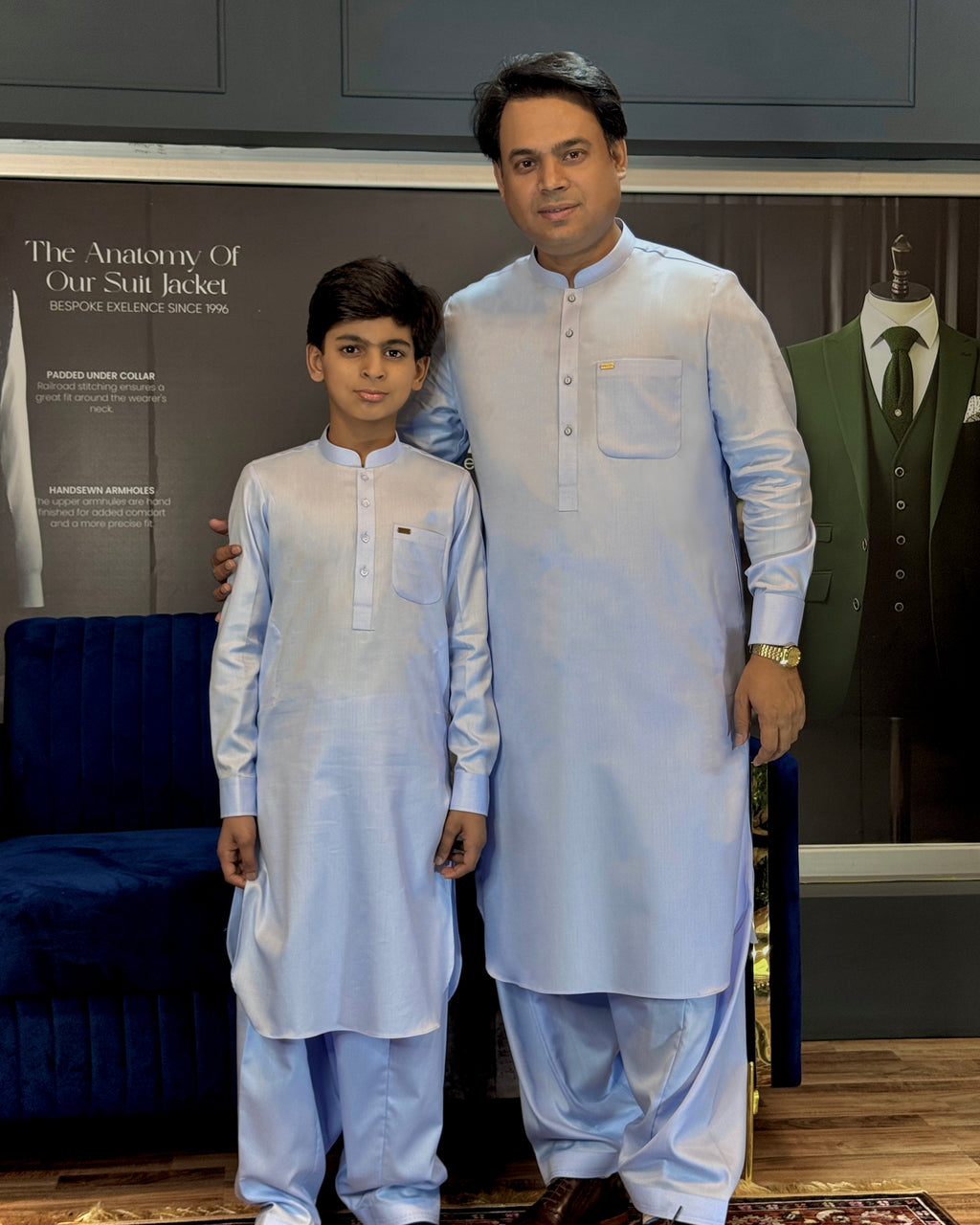 Sky Blue Shalwar Kameez Father-Son Set - Sprucity