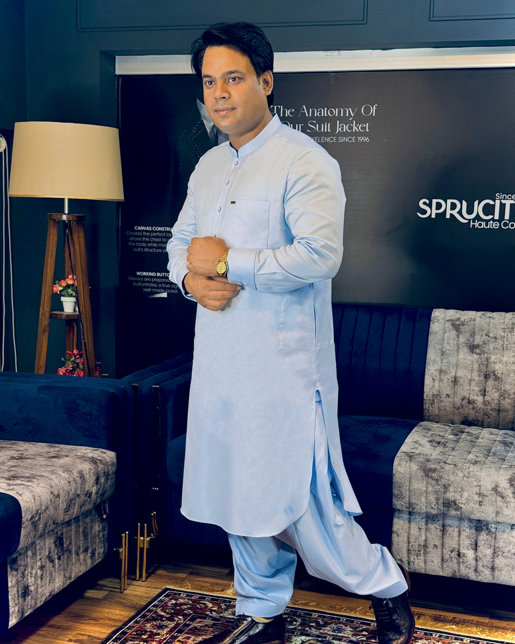 Classic Sky Blue Shalwar Kameez - Sprucity