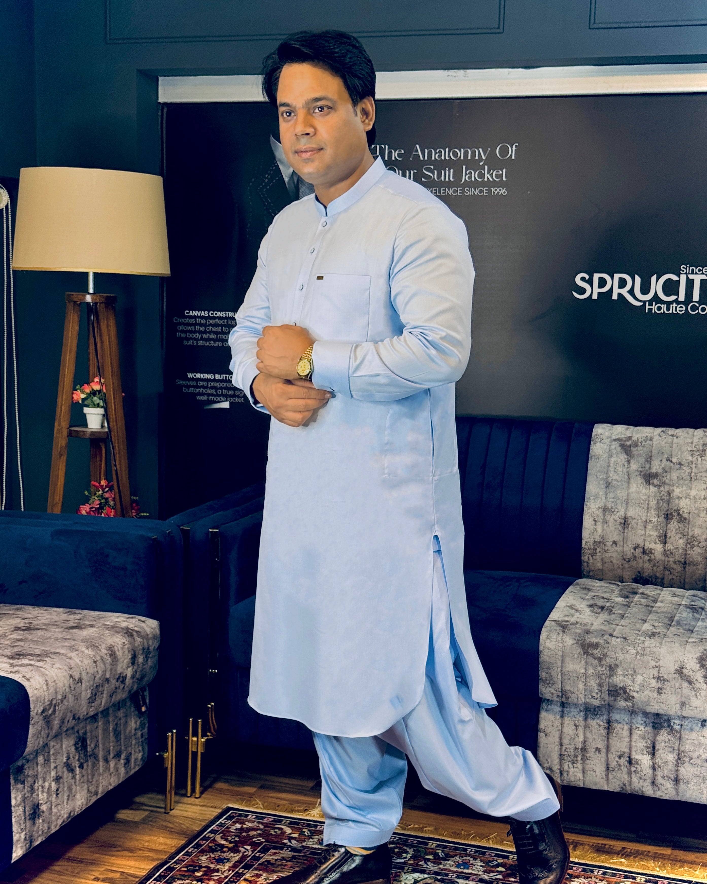 Classic Sky Blue Shalwar Kameez - Sprucity