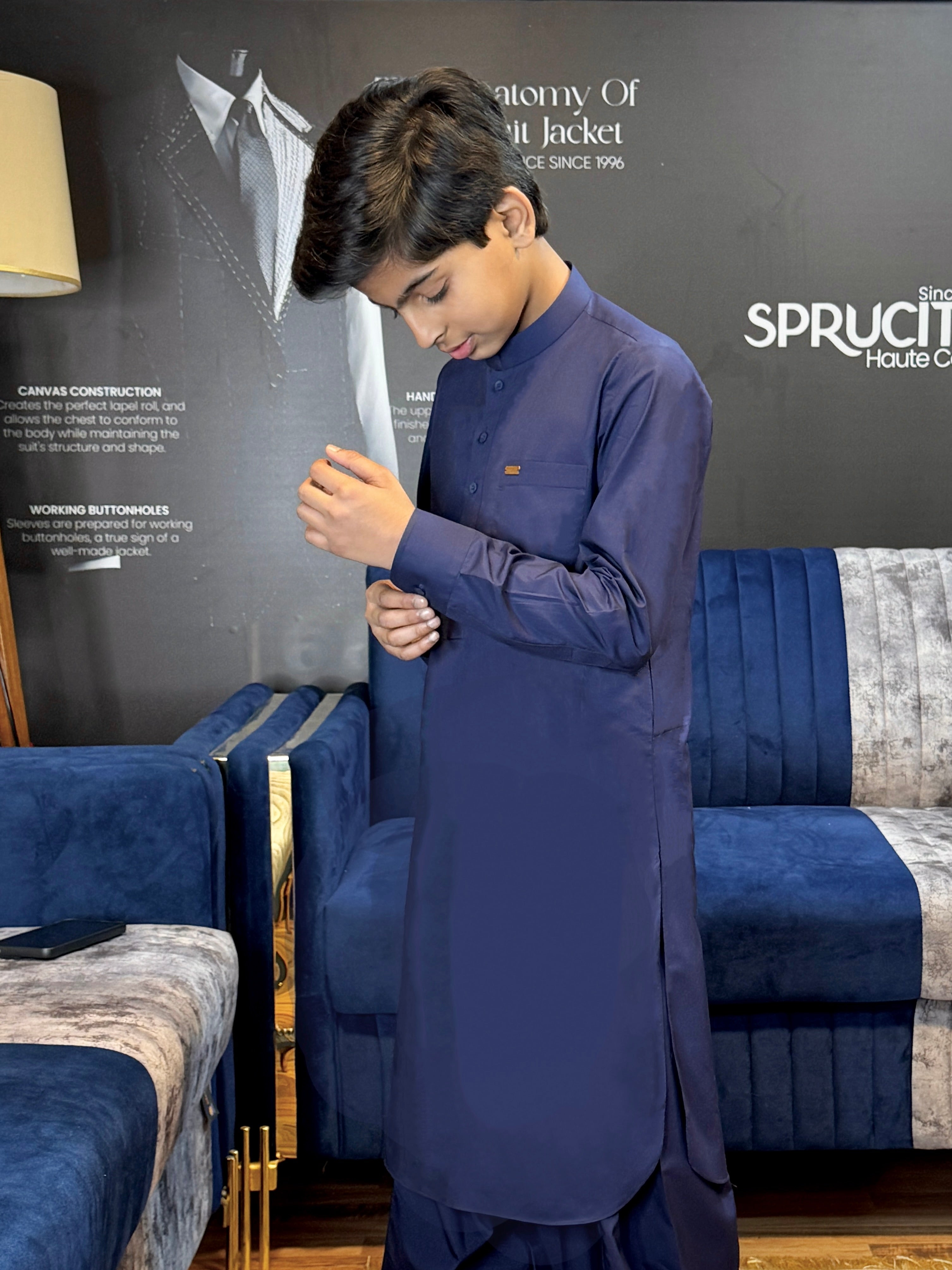 Navy Blue Classic Teen Shalwar Kameez - Sprucity