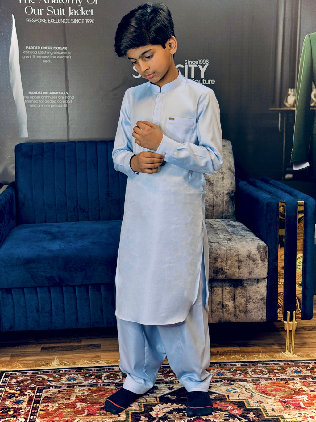 Sky Blue Classic Teen Shalwar Kameez - Sprucity