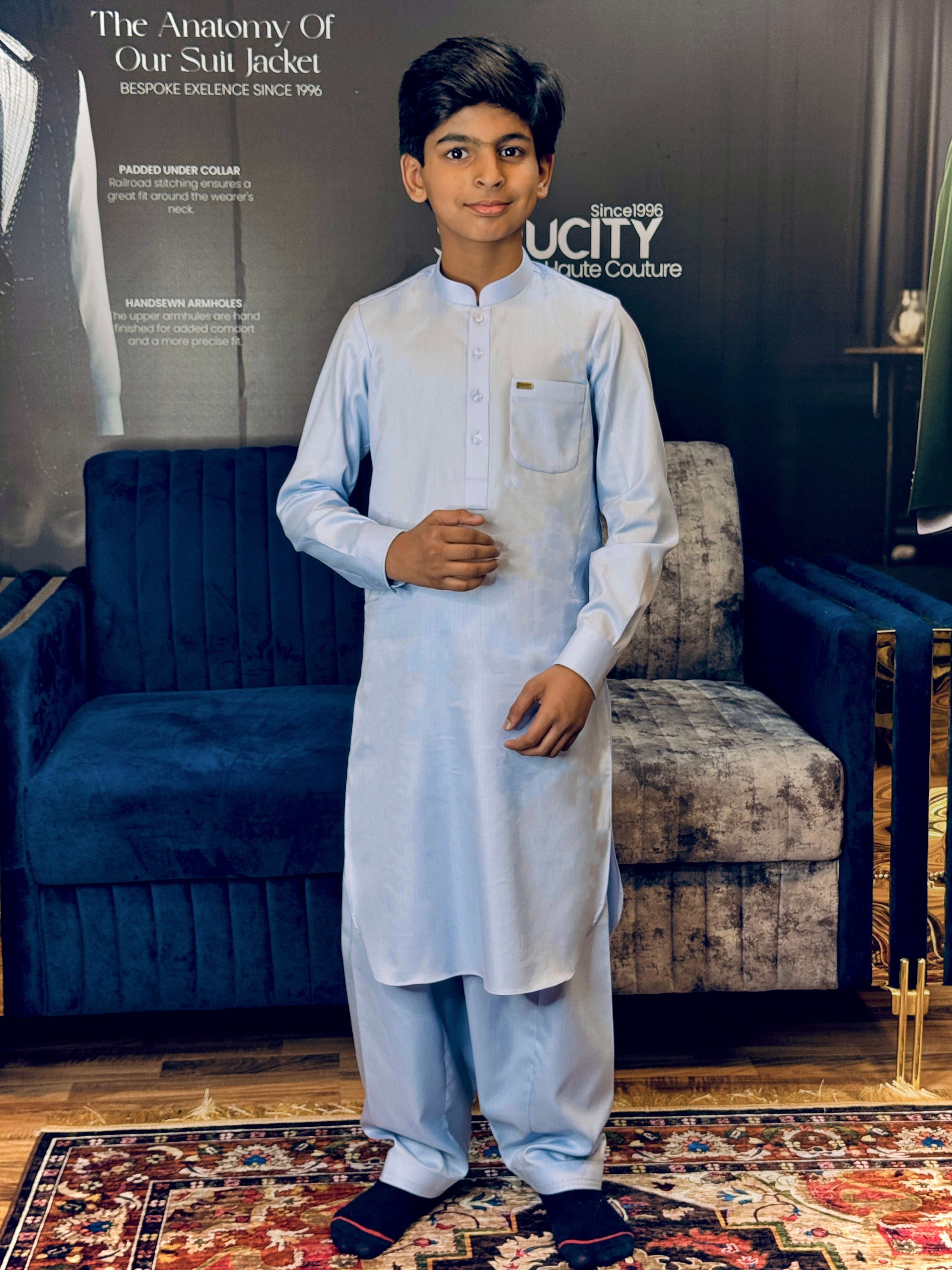 Sky Blue Classic Teen Shalwar Kameez - Sprucity