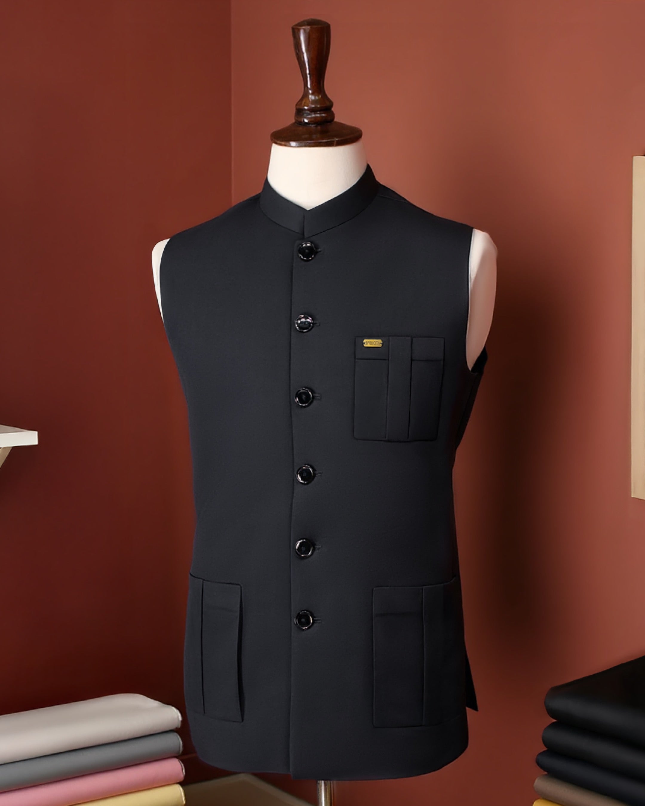Midnight Black Signature Waistcoat - Sprucity