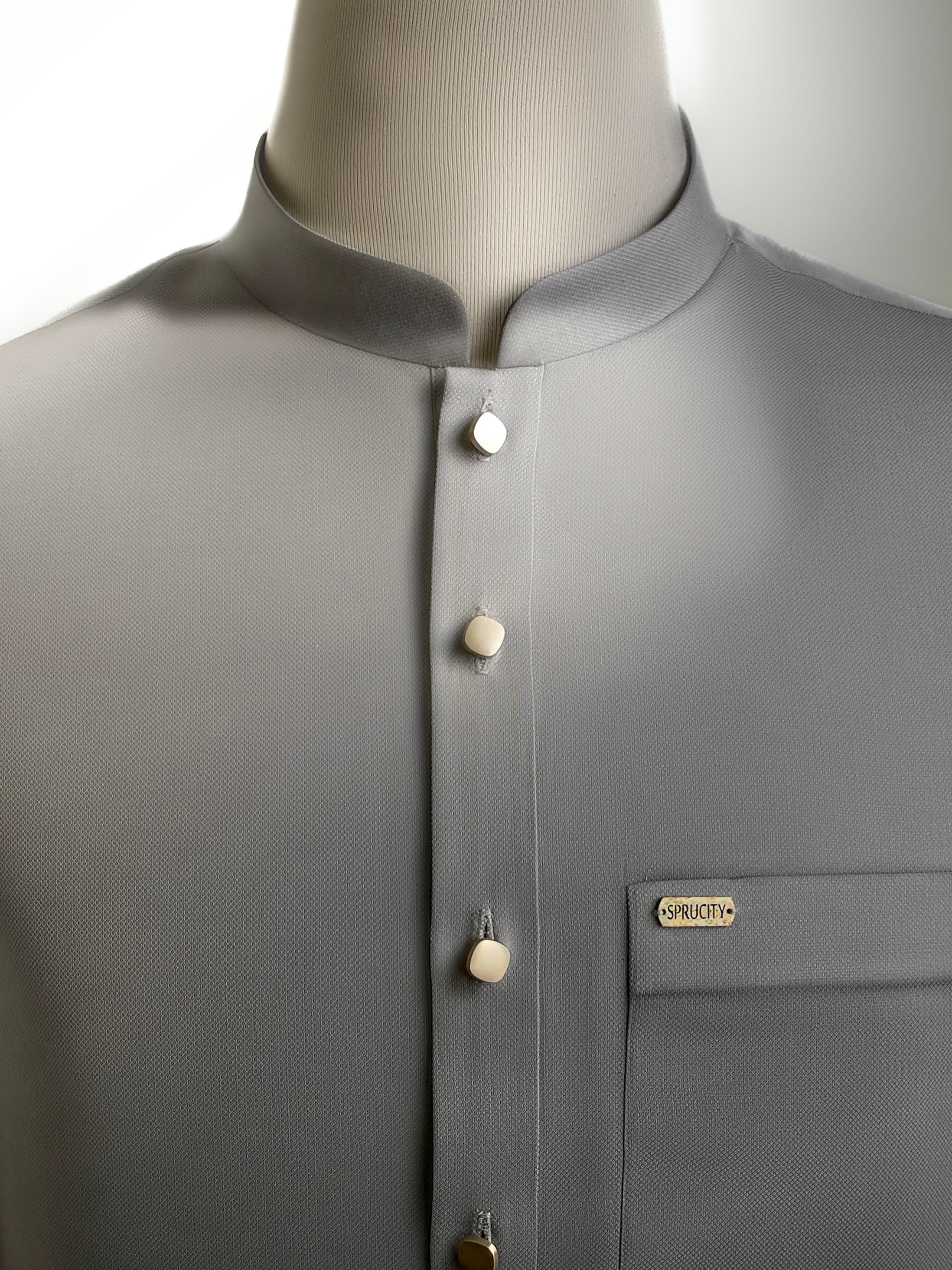 Grey Shalwar Kameez In Imported Suiting Fabric (Winter Collection)