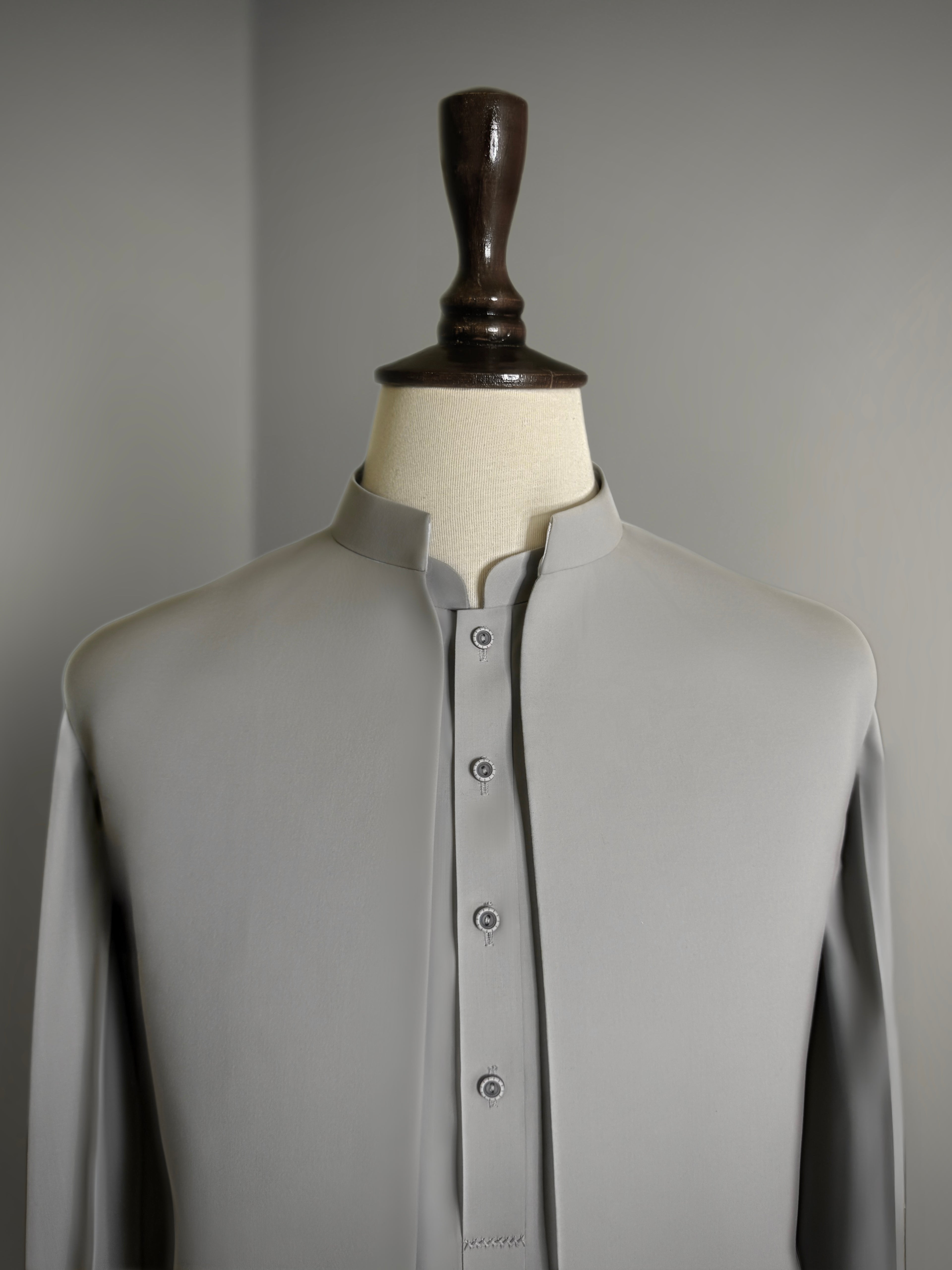 Soft Grey 3 Piece Shalwar Kameez with Waistcoat & Bootcut Trouser