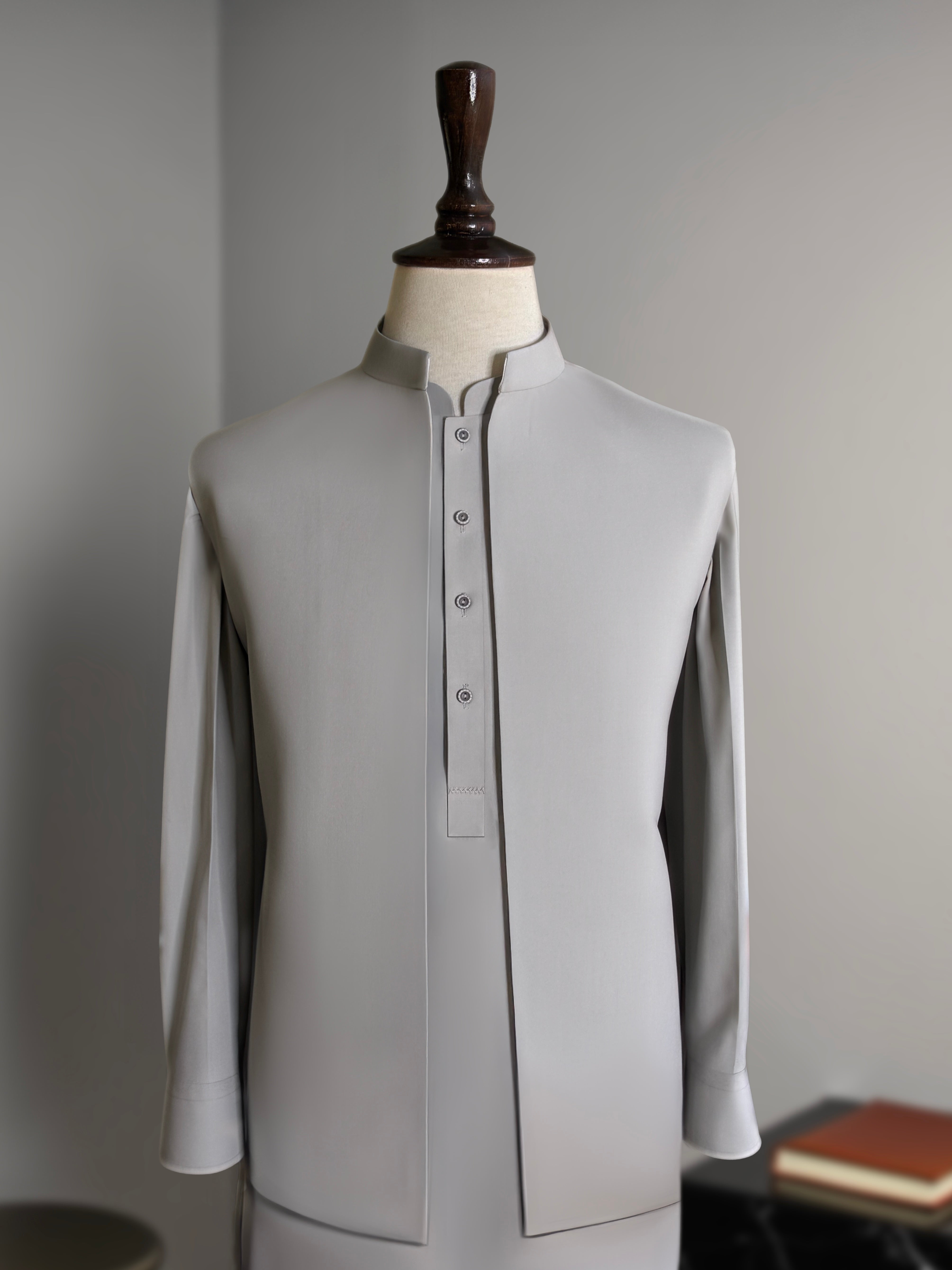 Soft Grey 3 Piece Shalwar Kameez with Waistcoat