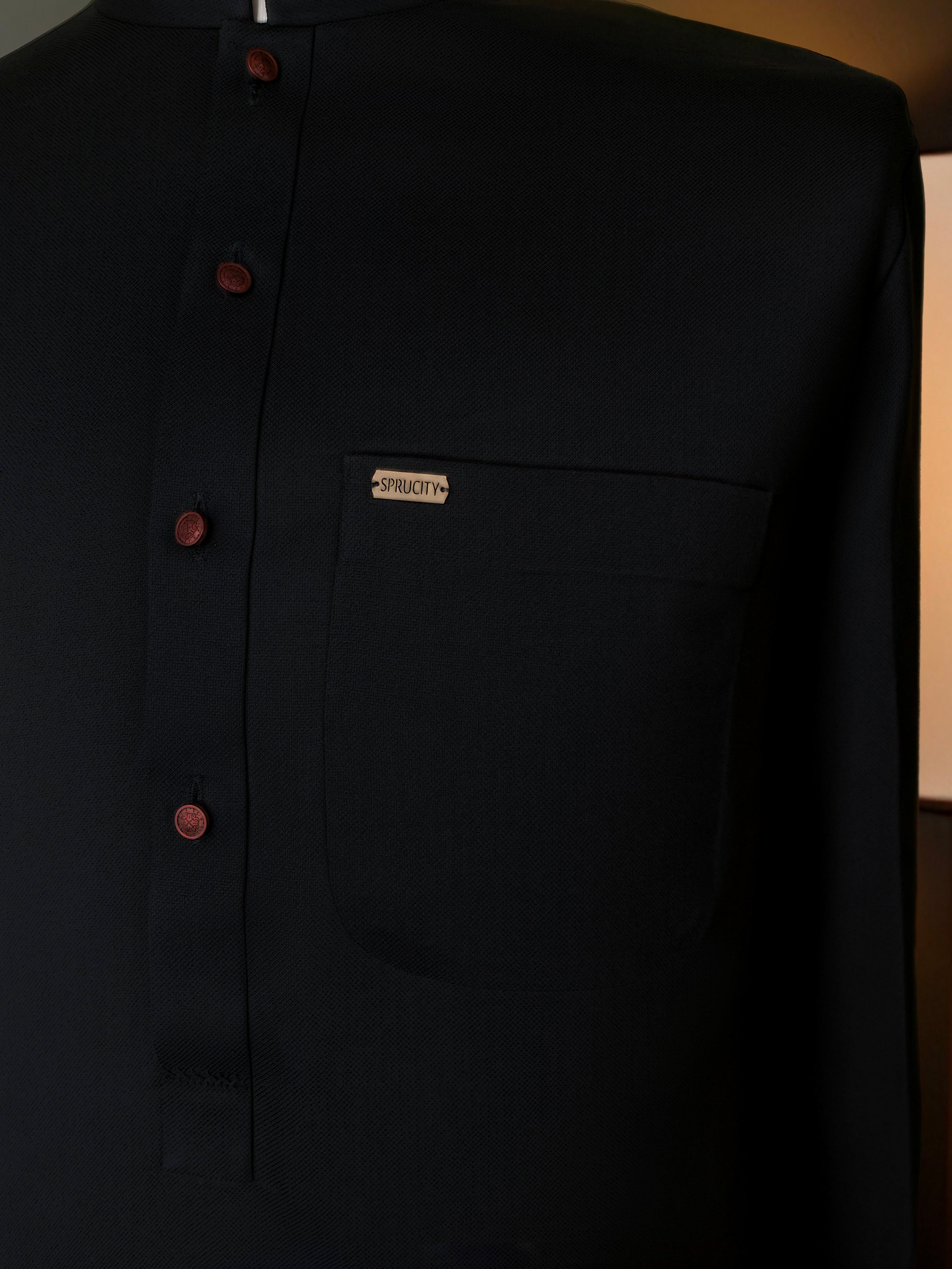 Black Irish Linen Shalwar Kameez
