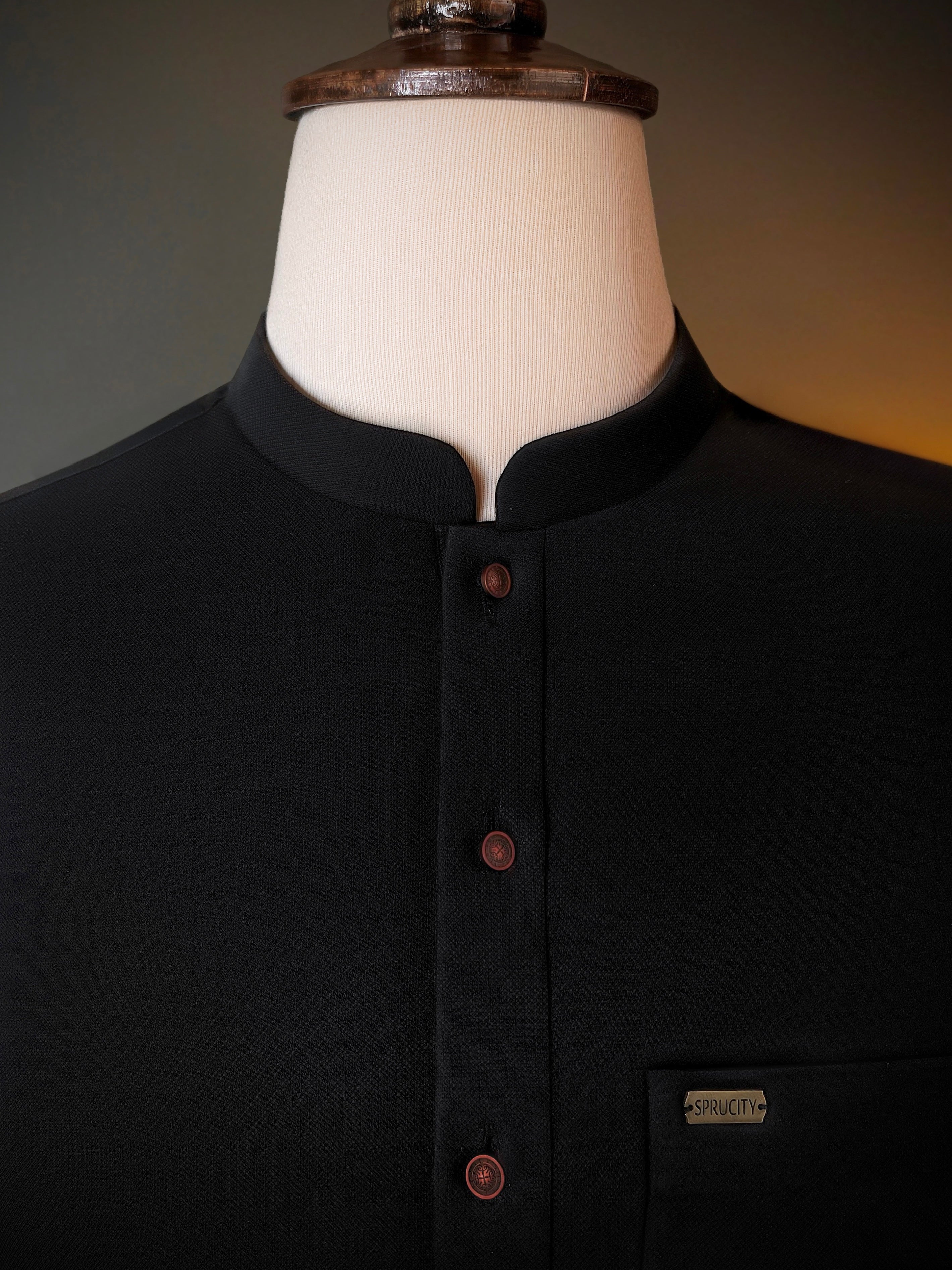 Black Irish Linen Shalwar Kameez