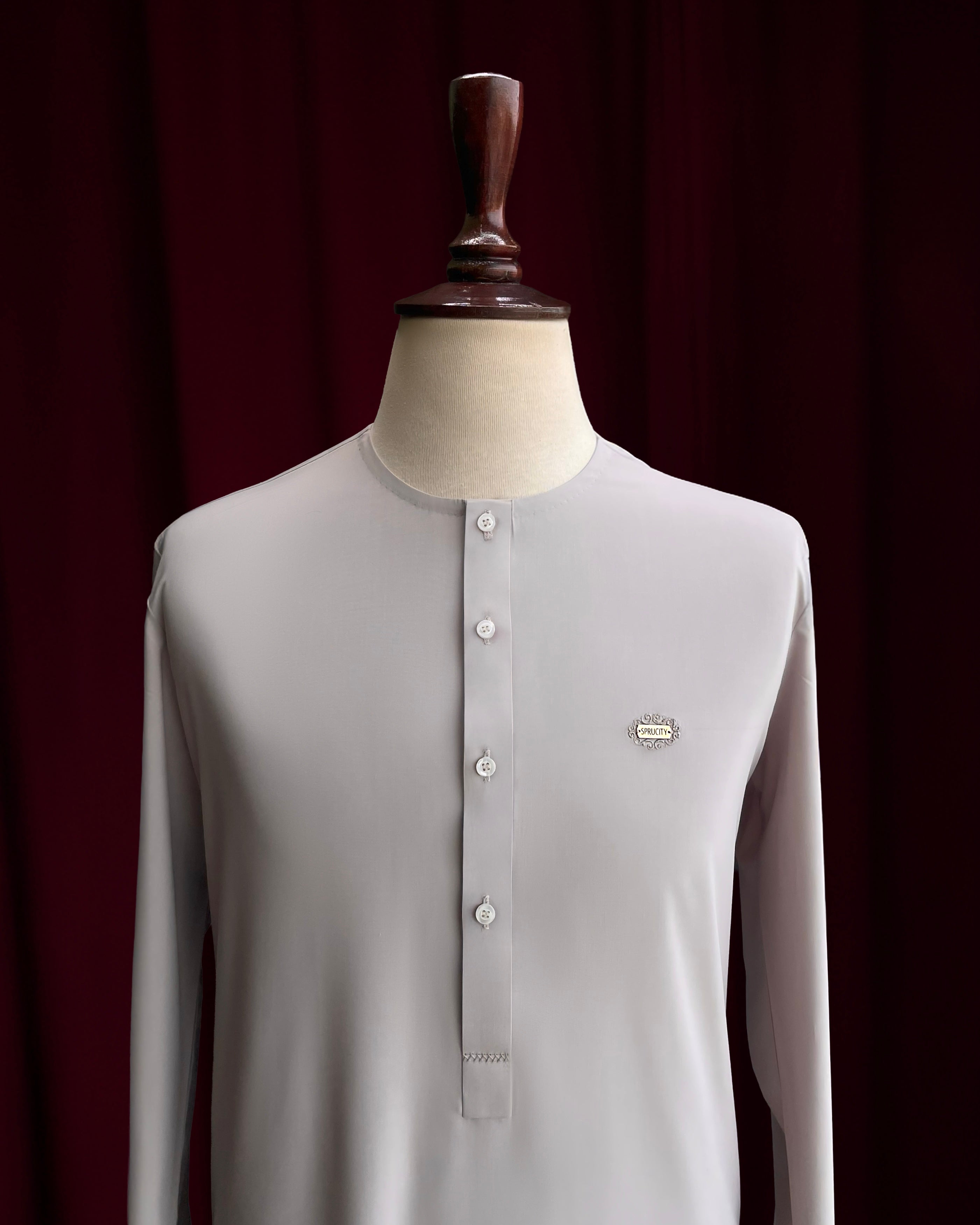 Dusty Rose Grey Shalwar Kameez (Wash & Wear)