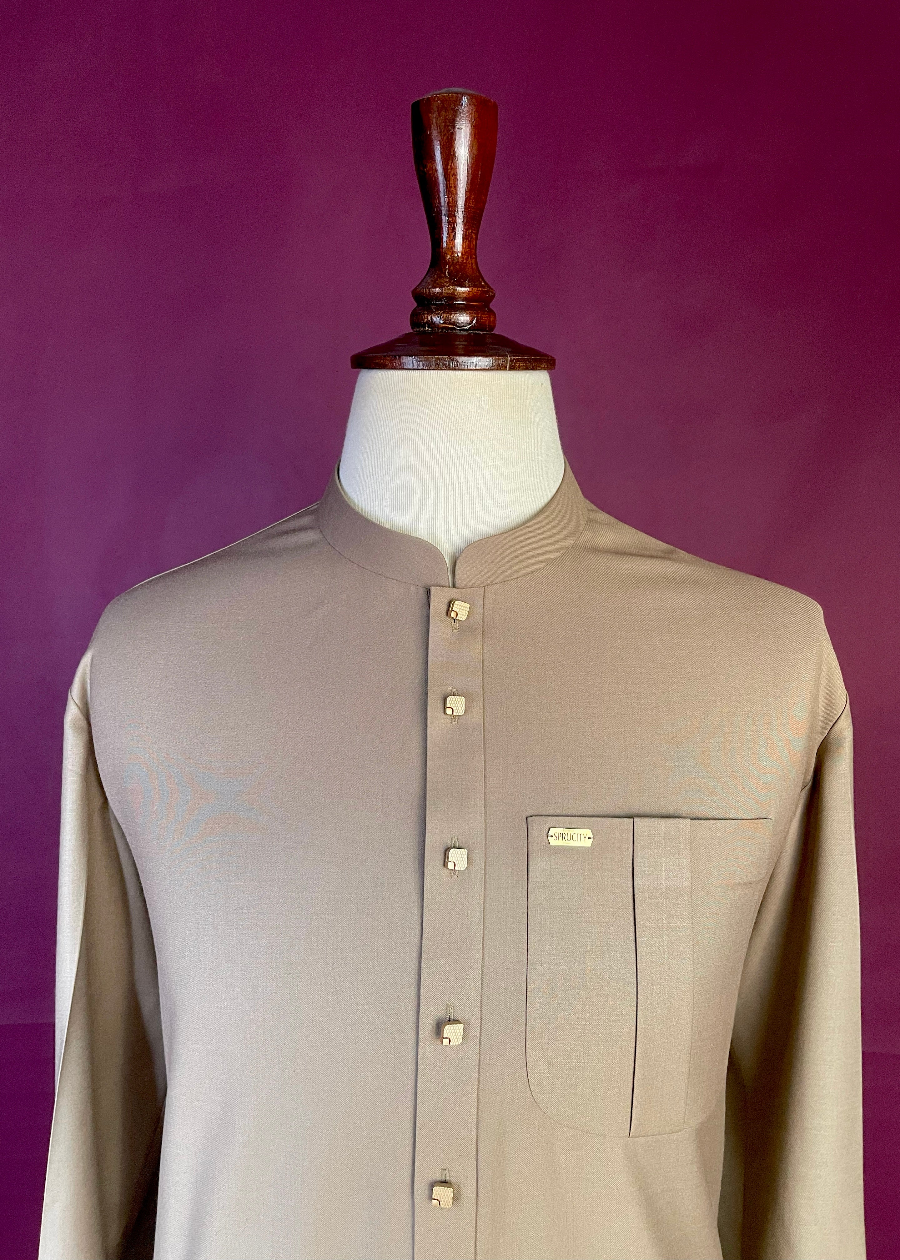 Sandstone Essence Shalwar Kameez In Imported Suiting Fabric (Winter Collection)