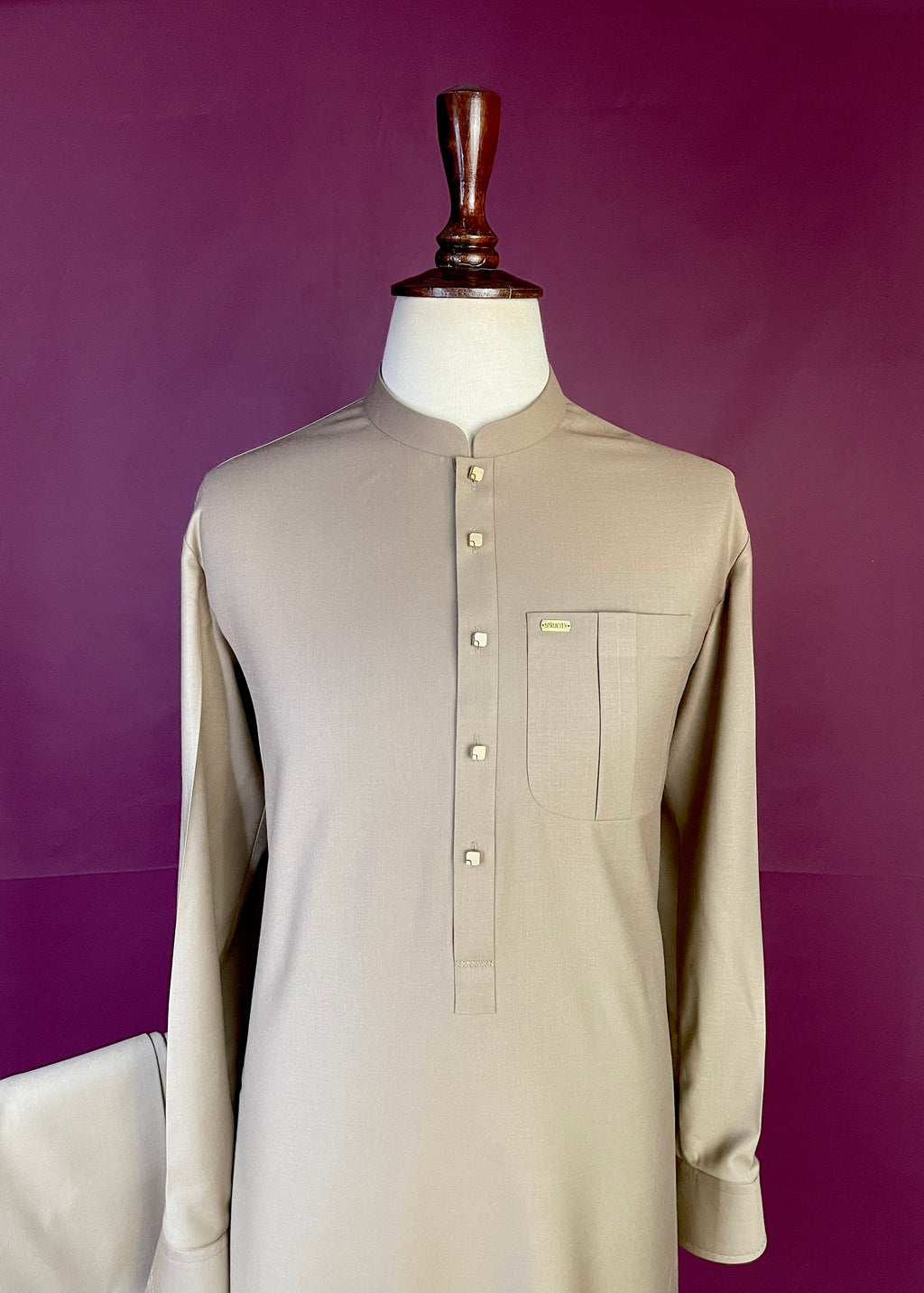 Sandstone Essence Shalwar Kameez In Imported Suiting Fabric (Winter Collection)