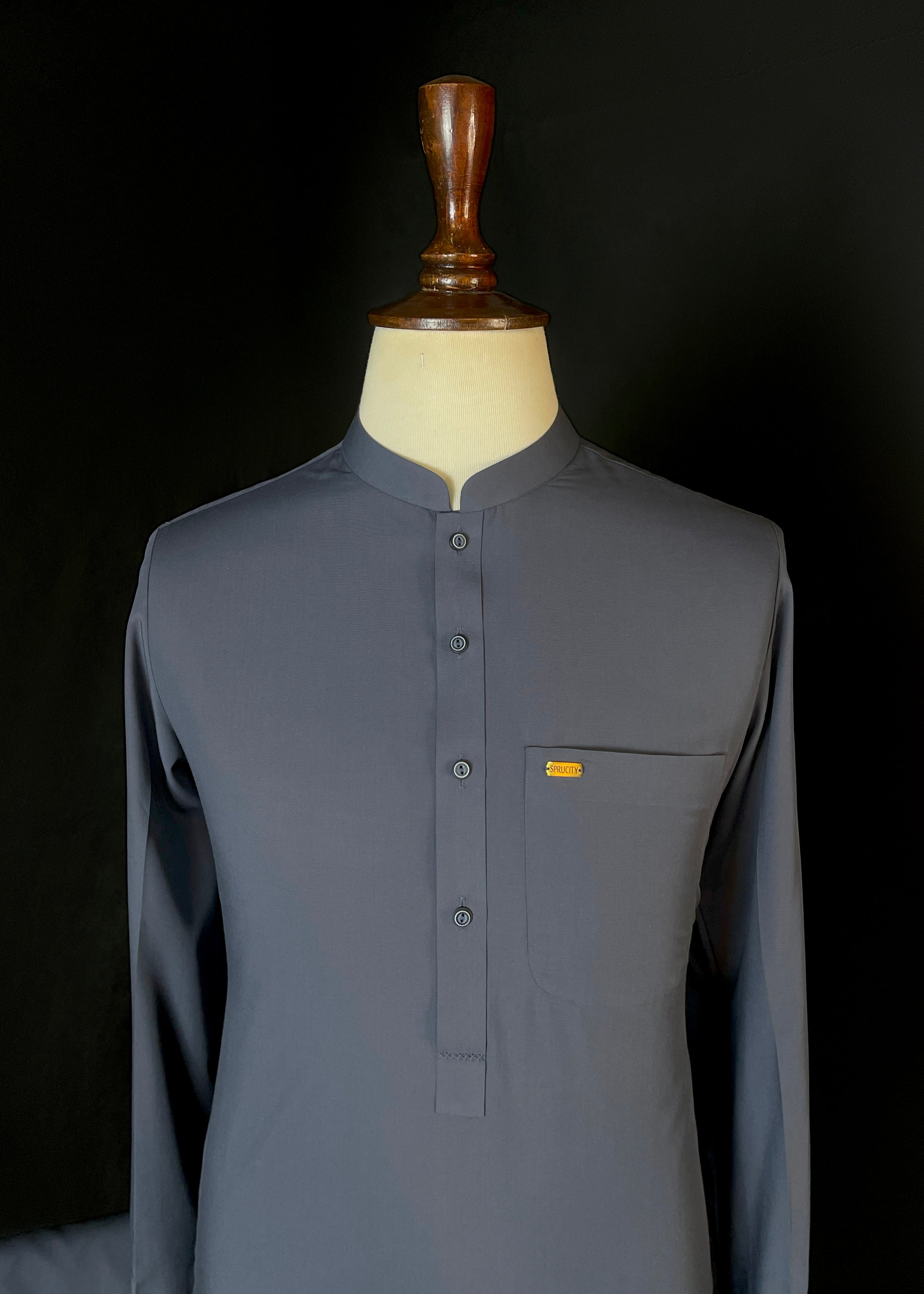 Midnight Slate Blue Shalwar Kameez (Wash & Wear)