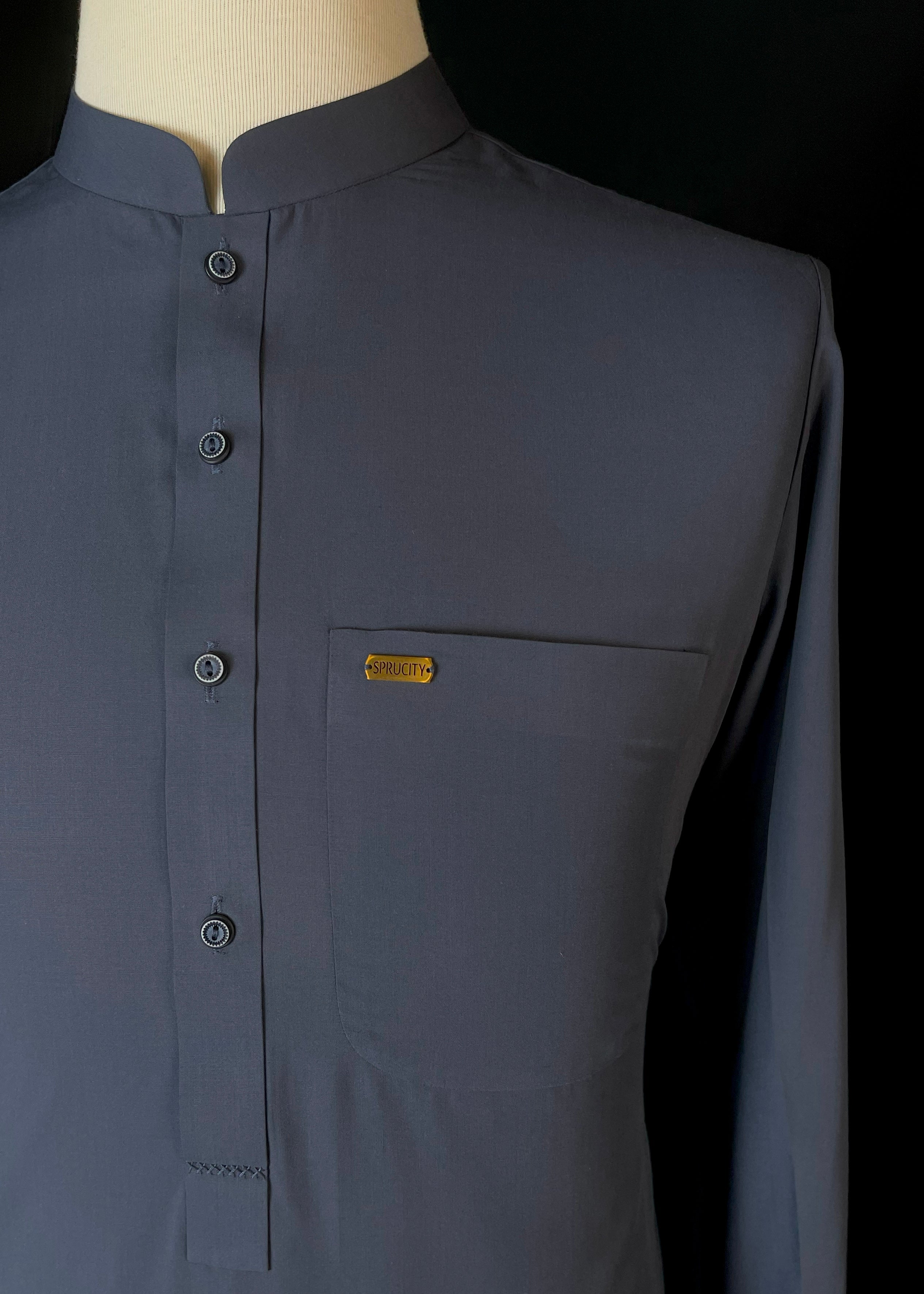 Midnight Slate Blue Shalwar Kameez (Wash & Wear)