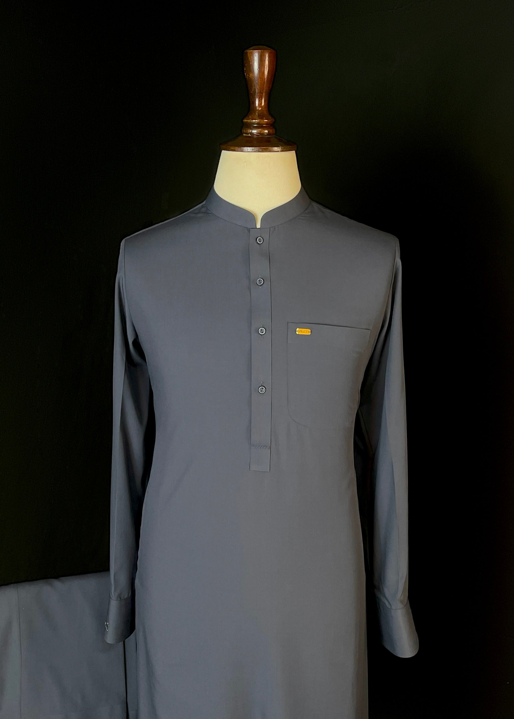 Midnight Slate Blue Shalwar Kameez (Wash & Wear)