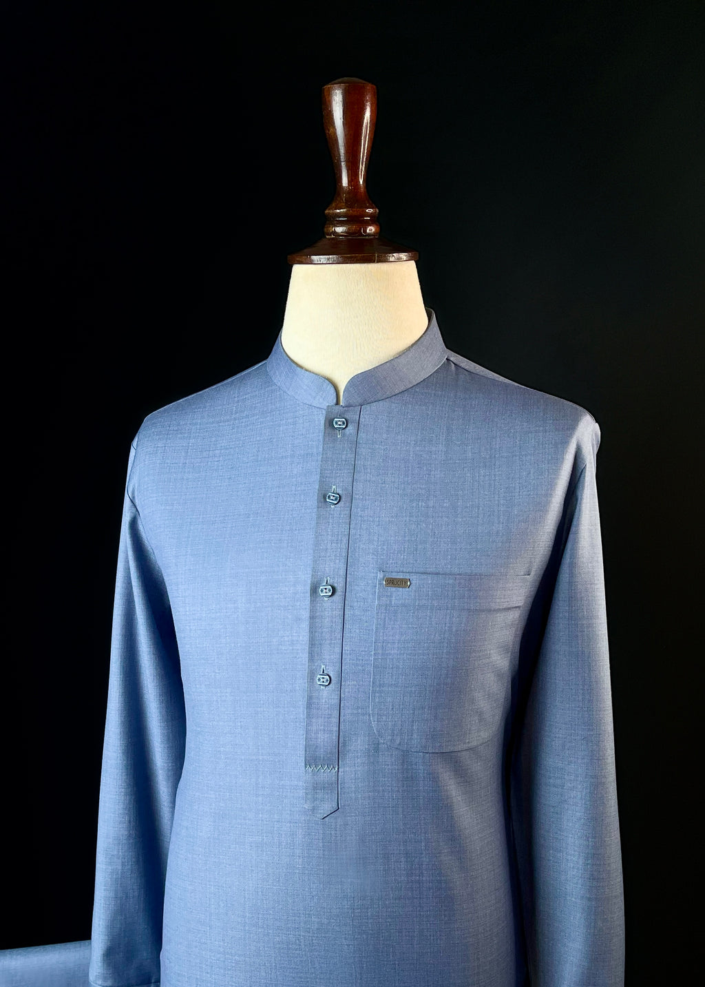 Ashen Indigo Shalwar Kameez In Imported Suiting Fabric (Winter Collection)