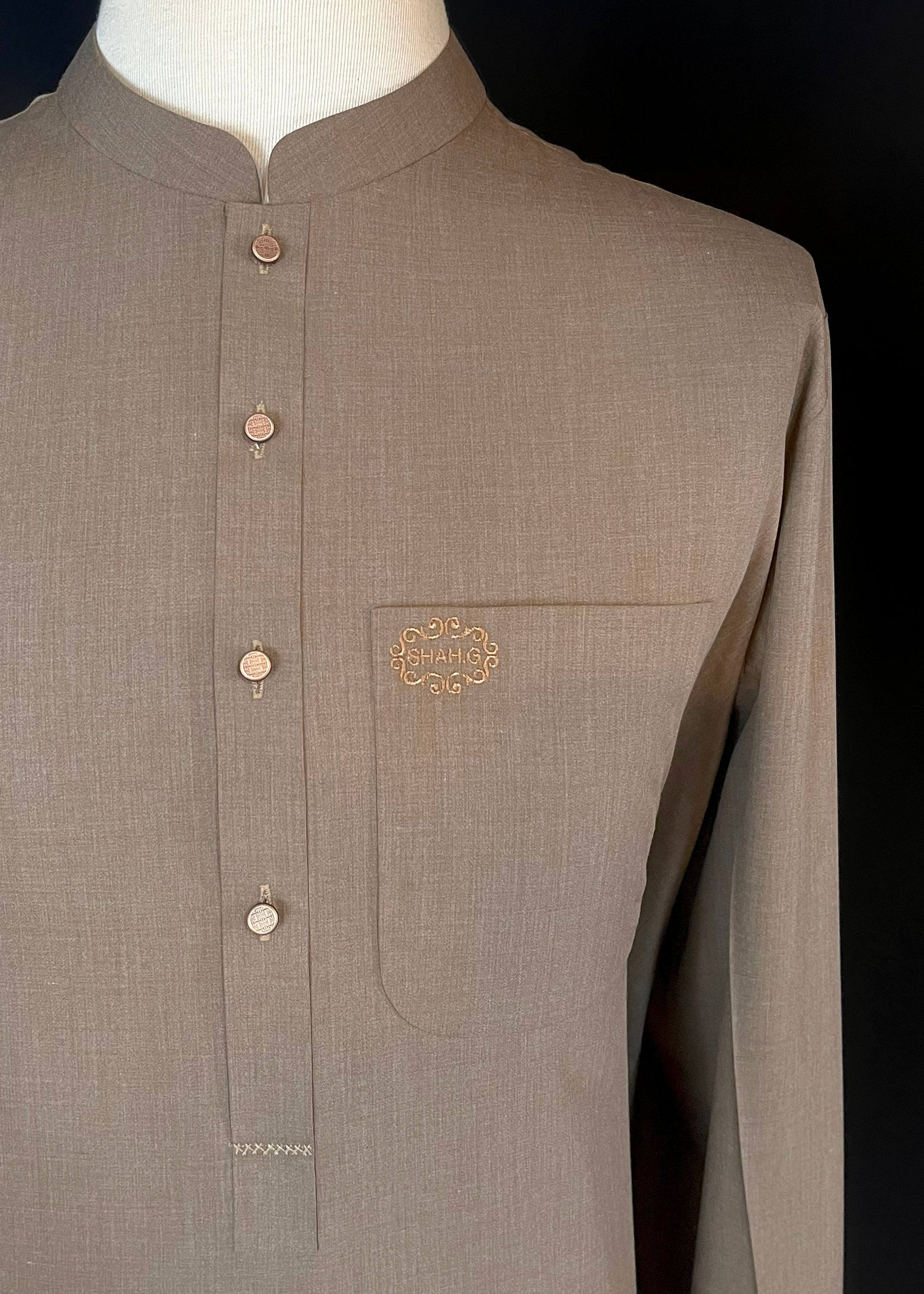 Camel Brown Shalwar Kameez (Wash & Wear)