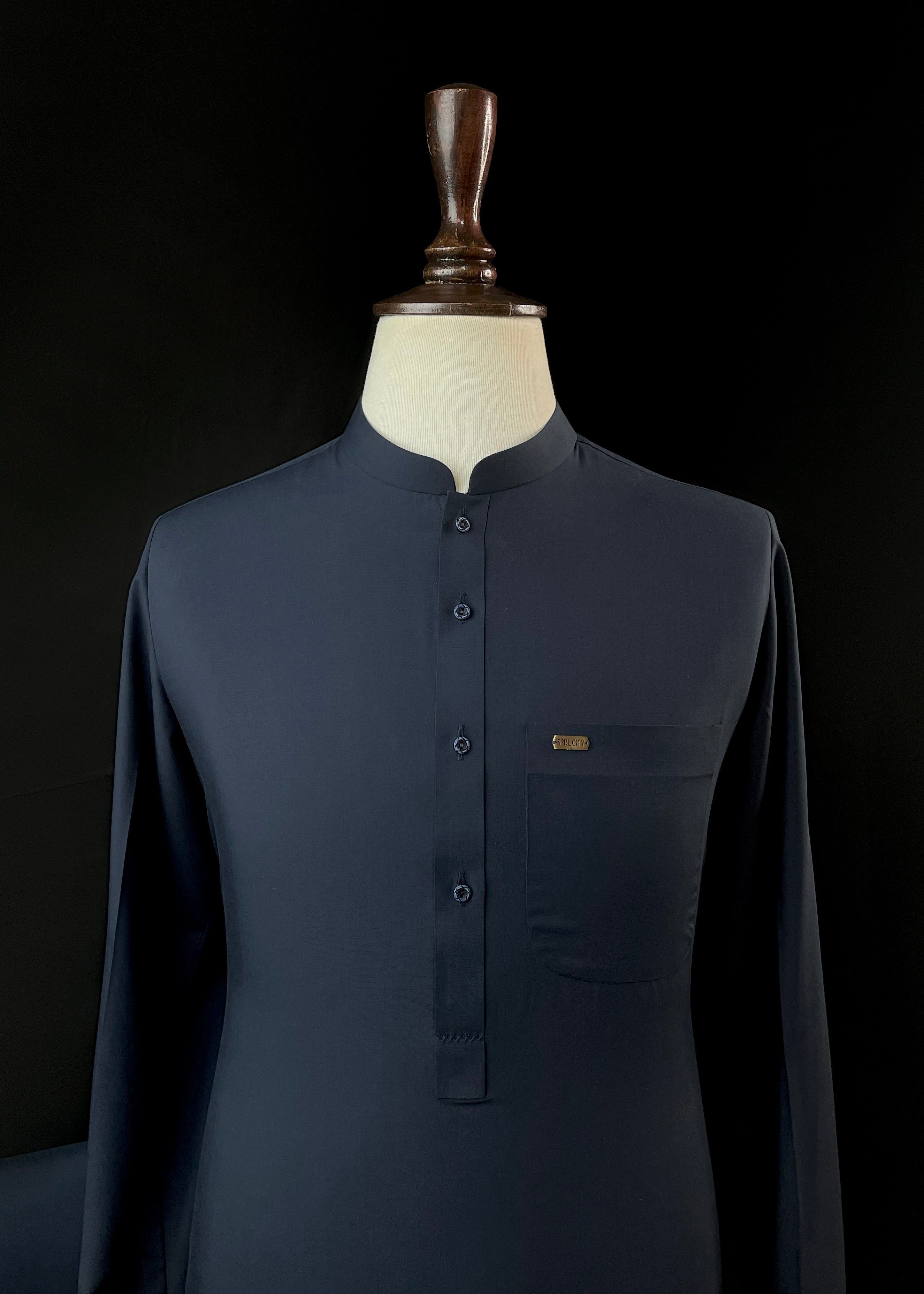 Midnight Navy Blue Shalwar Kameez In Imported Suiting Fabric (Winter Collection)