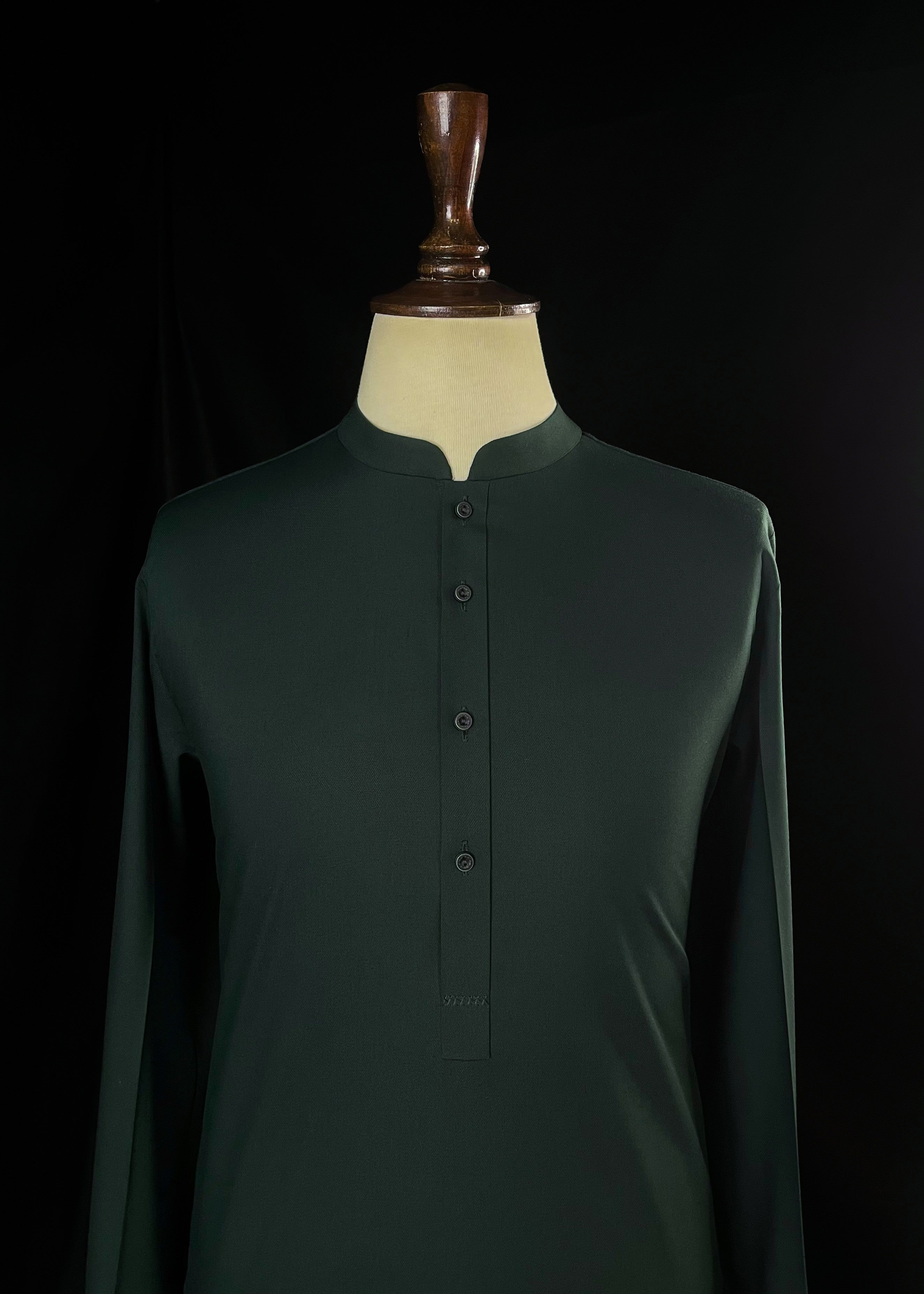 Dark Emerald Green Shalwar Kameez (Wash & Wear)