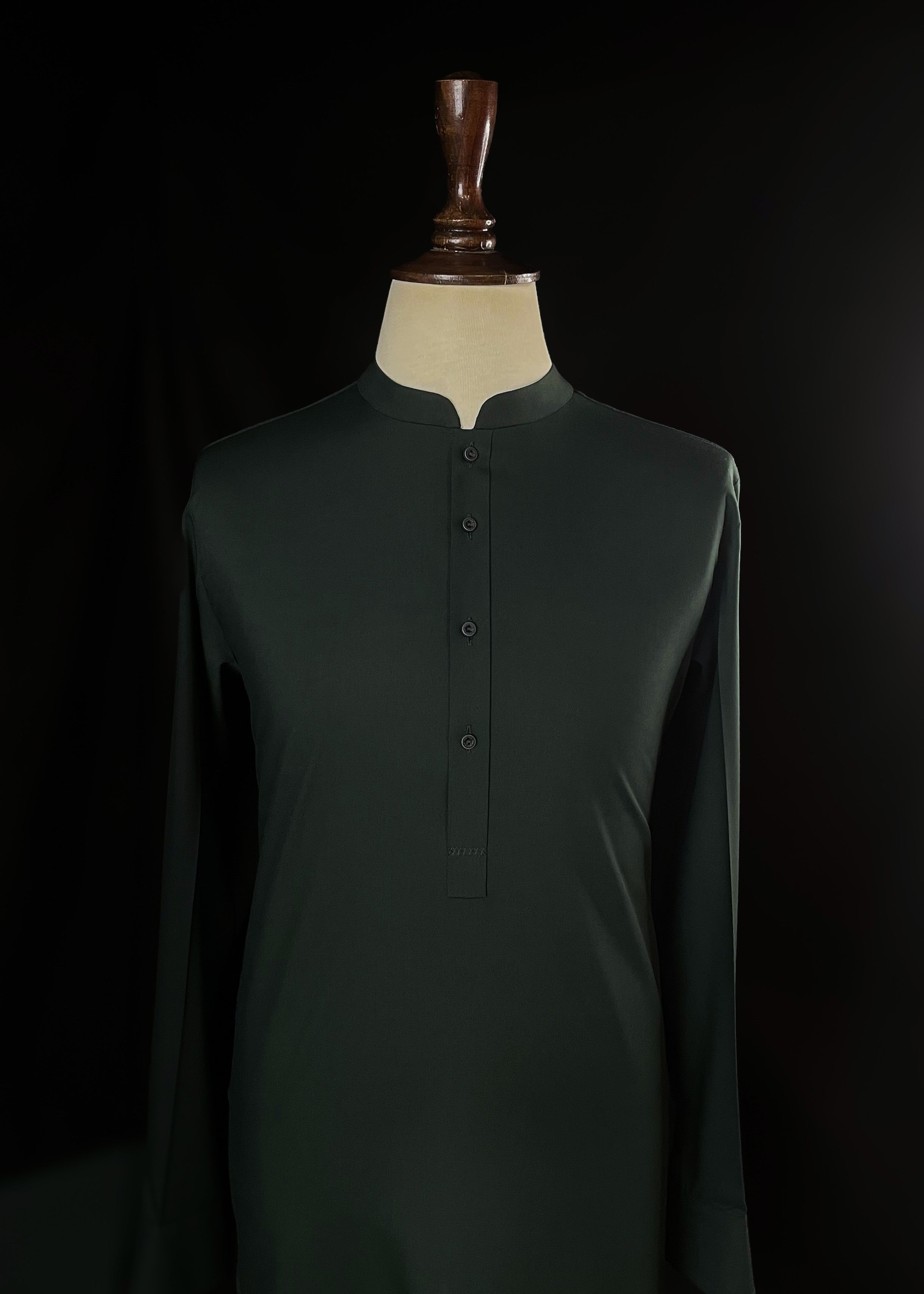 Dark Emerald Green Shalwar Kameez (Wash & Wear)