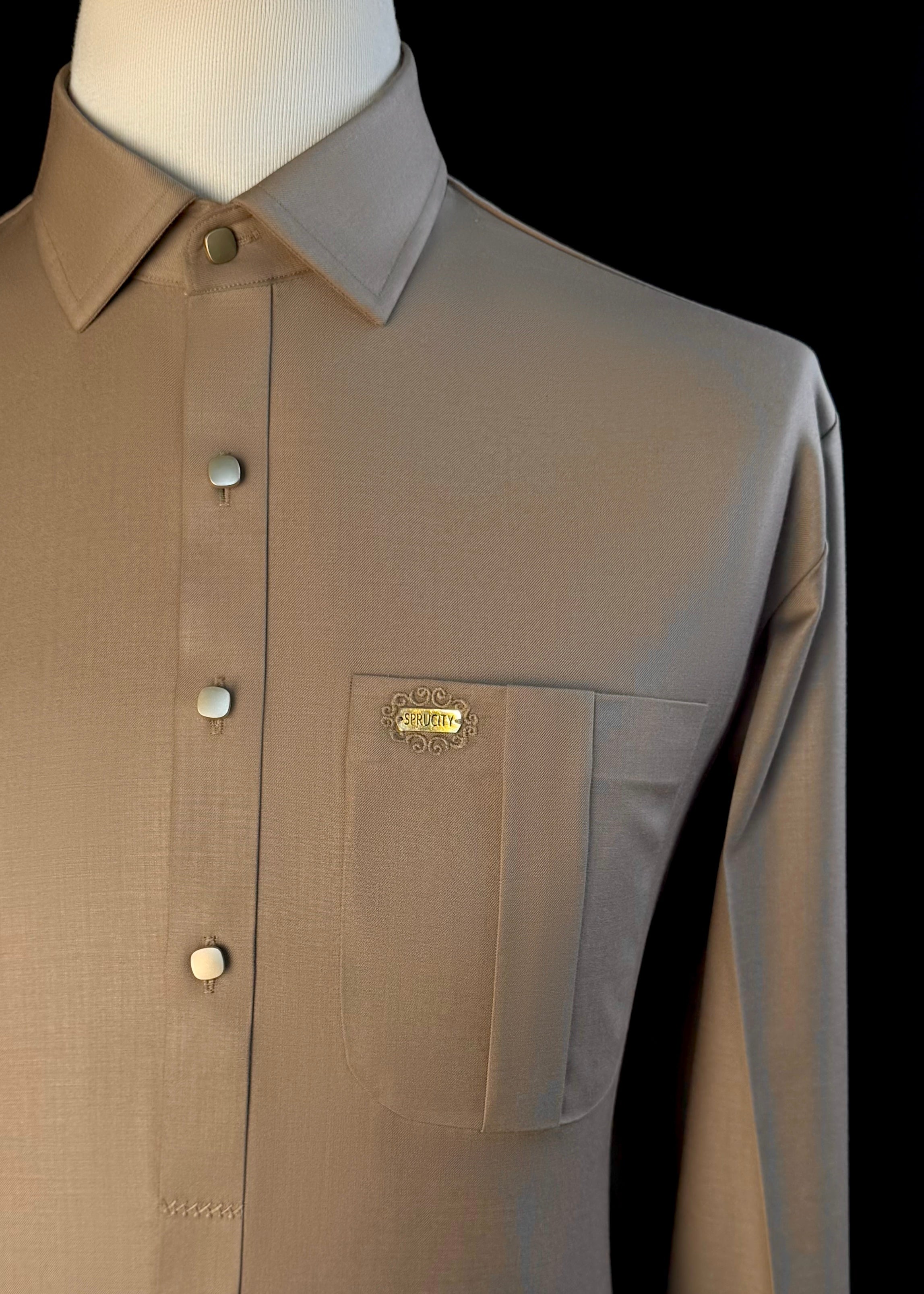 Desert Sand Shalwar Kameez In Imported Suiting Fabric (Winter Collection)