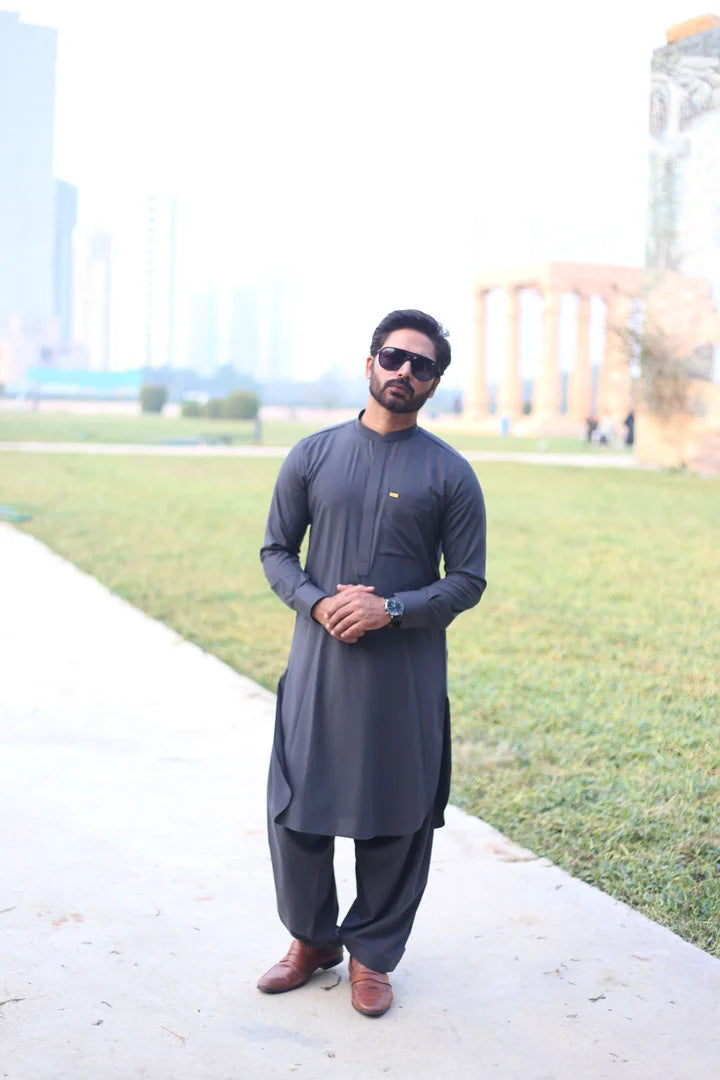 Charcoal Wash & Wear Kameez Shalwar AI-302