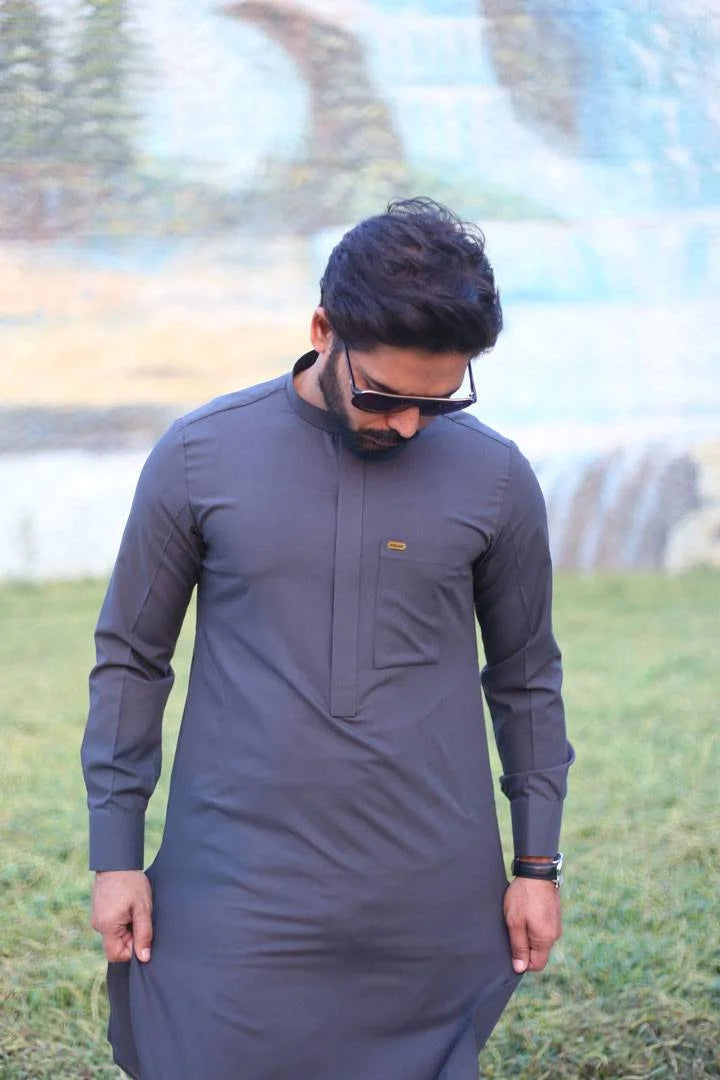 Charcoal Wash & Wear Kameez Shalwar AI-302