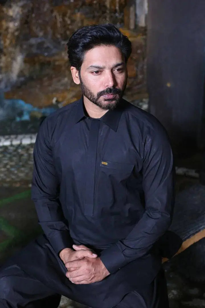 Cotton BlacK Kameez Shalwar - Sprucity