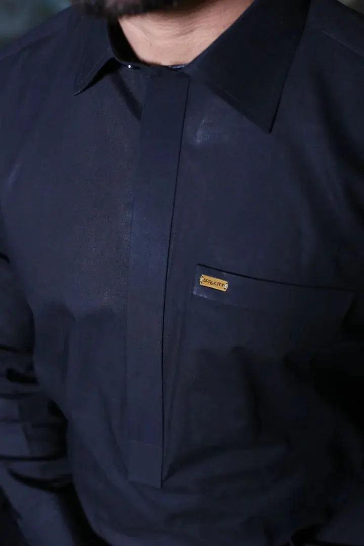 Cotton BlacK Kameez Shalwar - Sprucity