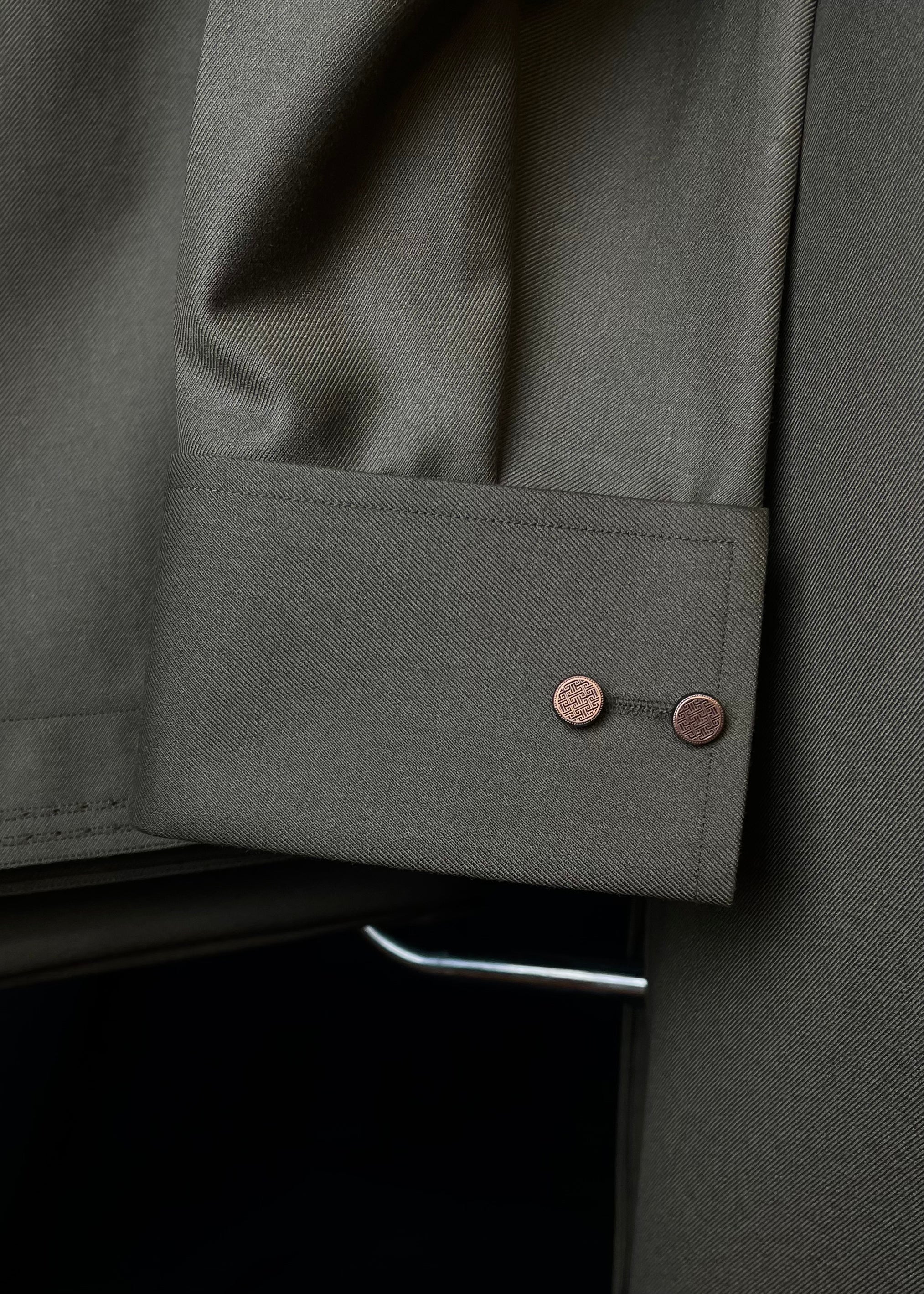 Earthy Olive Green Shalwar Kameez In Imported Suiting Fabric (Winter Collection)