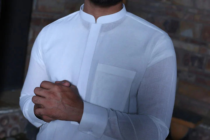 Off white Linen Kameez Trouser AI-306 - Sprucity