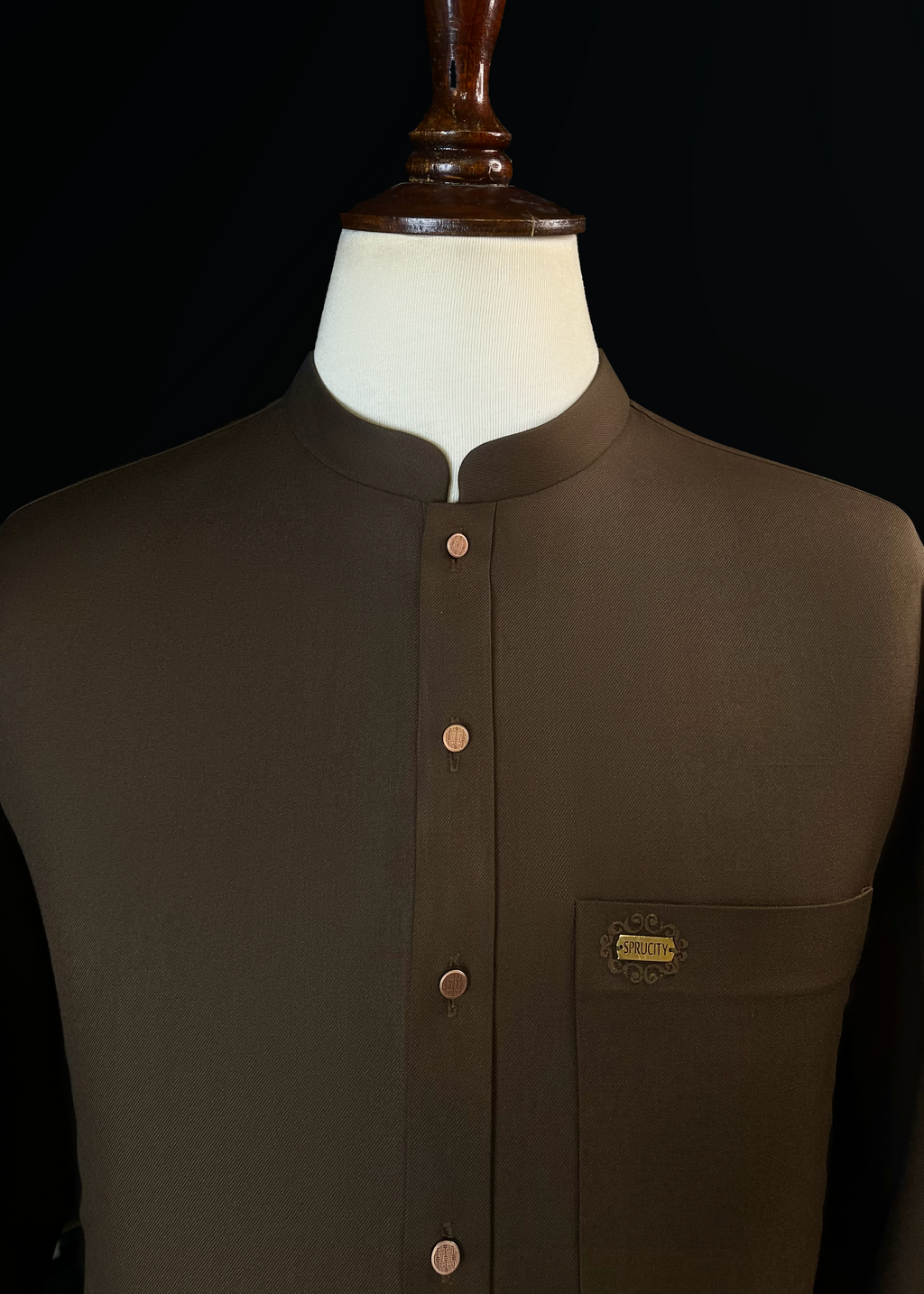 Deep Brown Shalwar Kameez In Imported Suiting Fabric (Winter Collection)