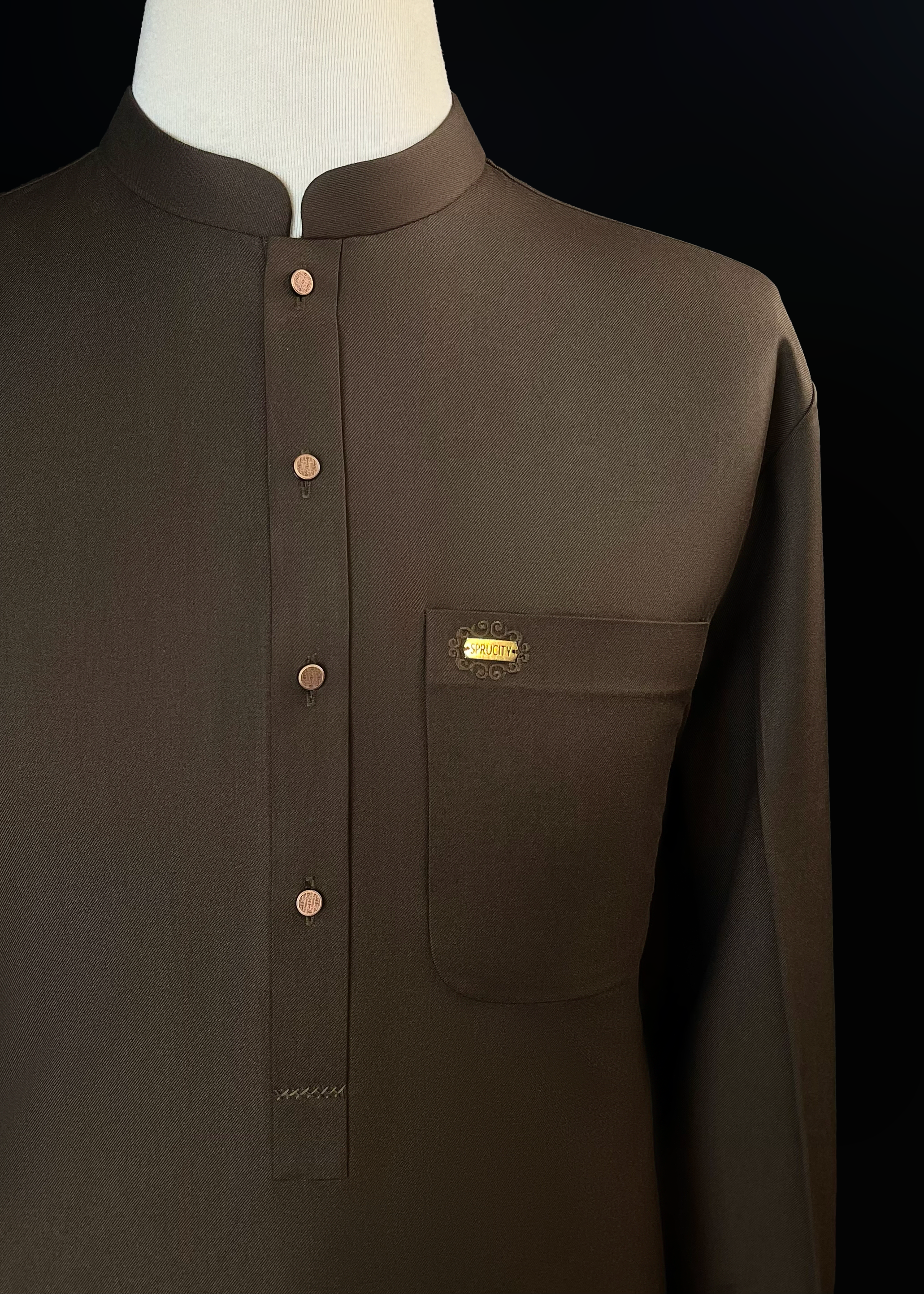 Deep Brown Shalwar Kameez In Imported Suiting Fabric (Winter Collection)